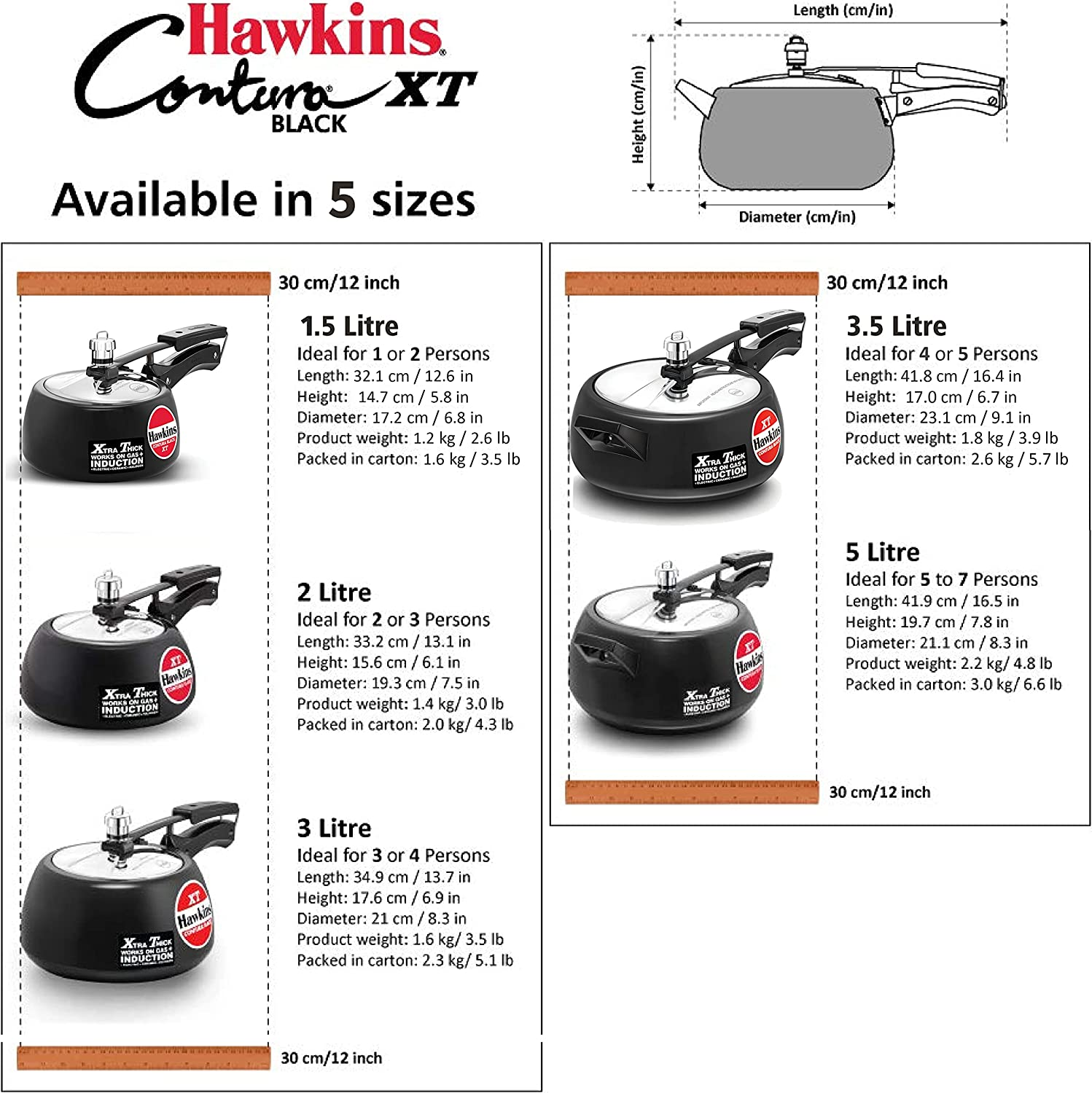 Hawkins Contura XT Pressure Cooker, Black, 5 Litre Capacity image number 4