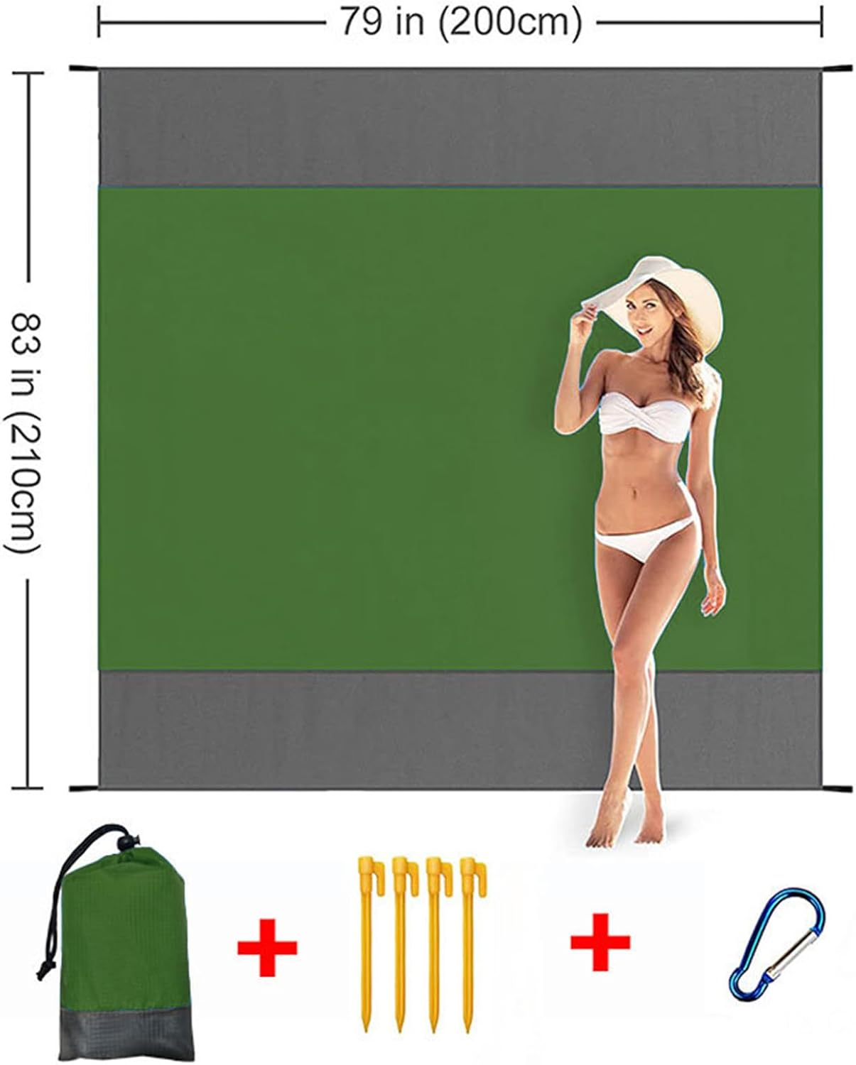 UKKQES Beach Blanket Oversized Extra Large 200 X 210 Cm,Waterproof Sandproof Beach Blanket 1-7 Adults Lightweight Durable for Travel Camping Hiking Picnic image number 1