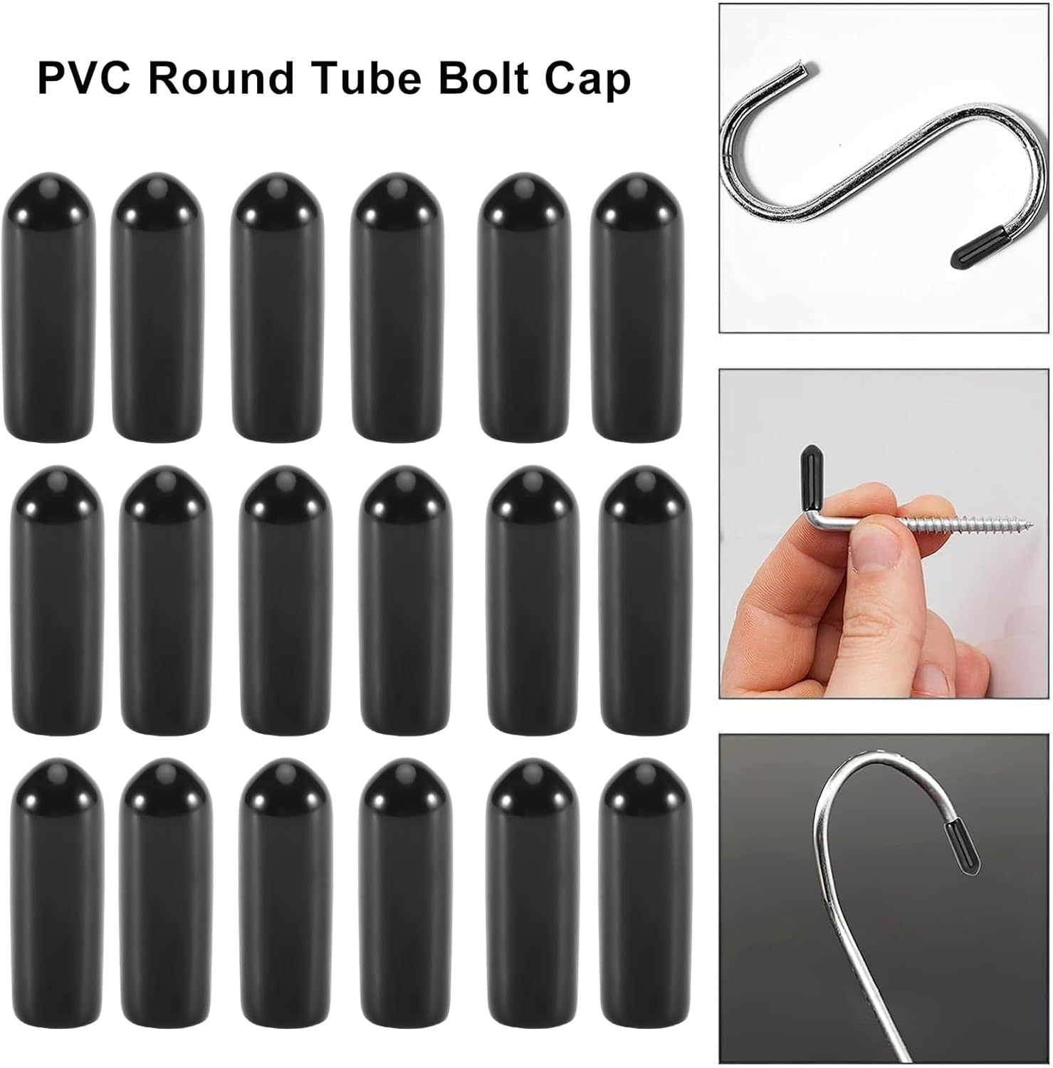 Ceahoify 100Pcs Rubber End Caps 4Mm ID PVC round Tube Bolt Cap Cover Screw Thread Protectors Black image number 3