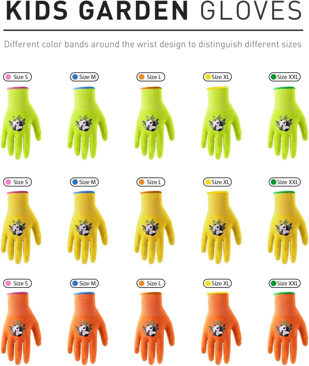 HANDLANDY 3 Pairs Kids Gardening Gloves Latex Free, Nitrile Coated Children Toddler Garden Yard Outdoor Playing Gloves for Little Girls Boys (Size L) image number 6