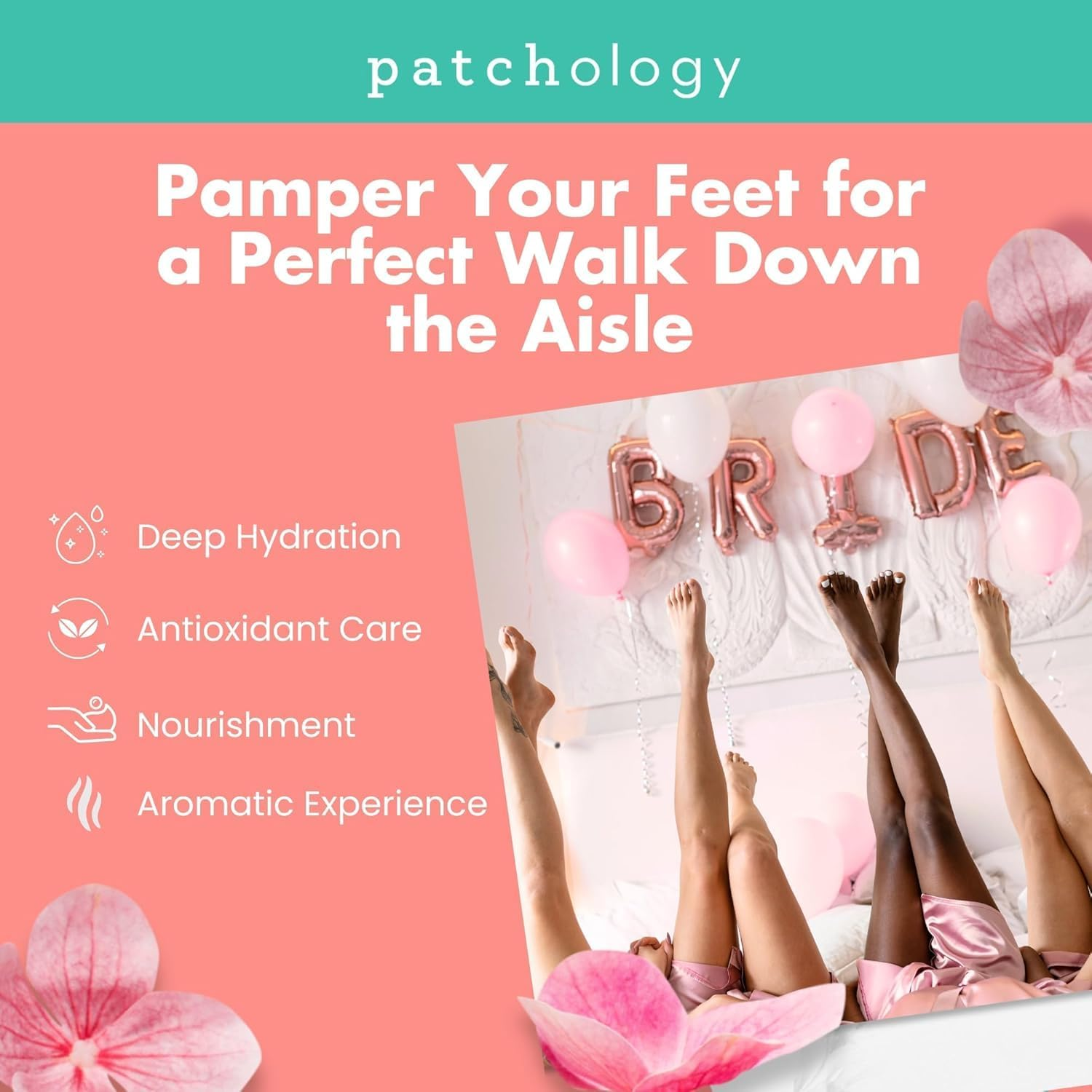 Patchology Ros&eacute; Toes Moisturizing Foot Mask &ndash; Shea Butter & Strawberry Scented Booties for Dry, Cracked Feet, Disposable Spa Socks with Resveratrol for Soothing Foot Care, Self-Care Essentials image number 4