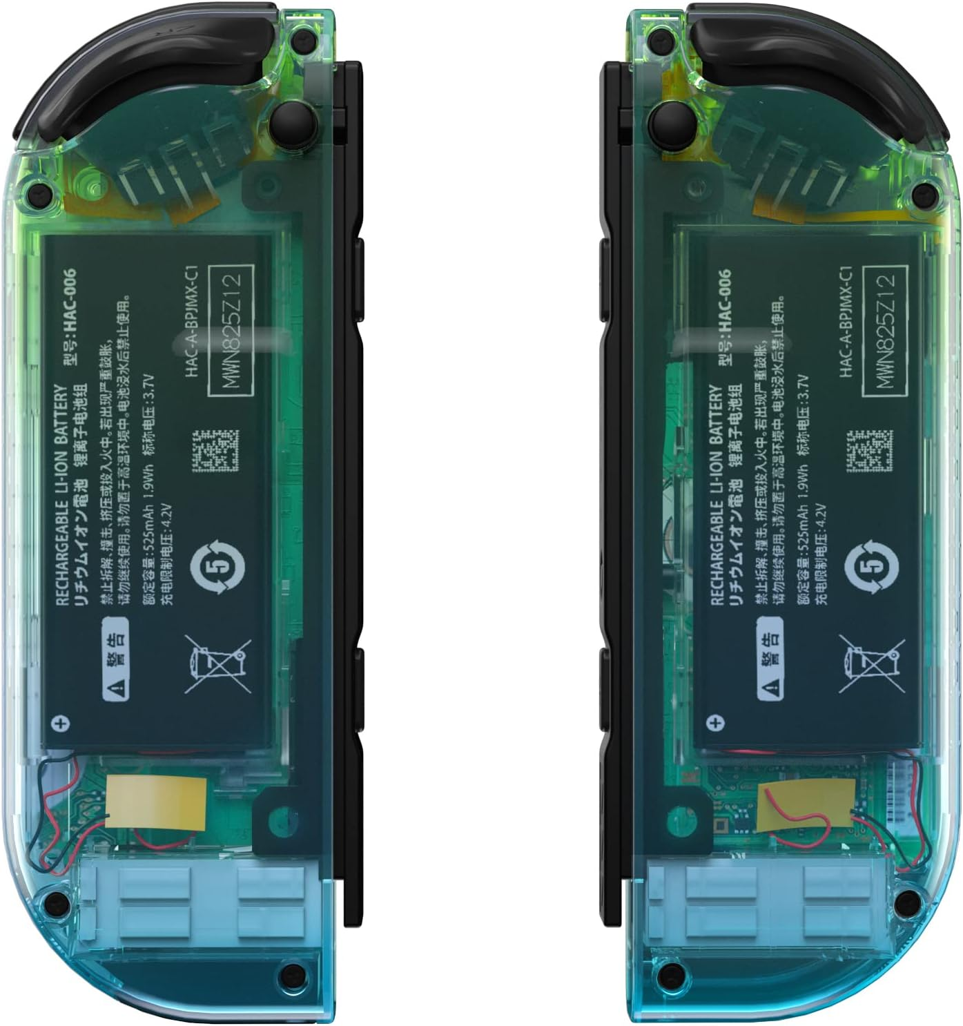 Extremerate Gradient Translucent Green Blue Joycon Handheld Controller Housing with Colorful Buttons, DIY Replacement Shell Case for Nintendo Switch & Switch OLED Model Joy-Con &ndash; Console NOT Included