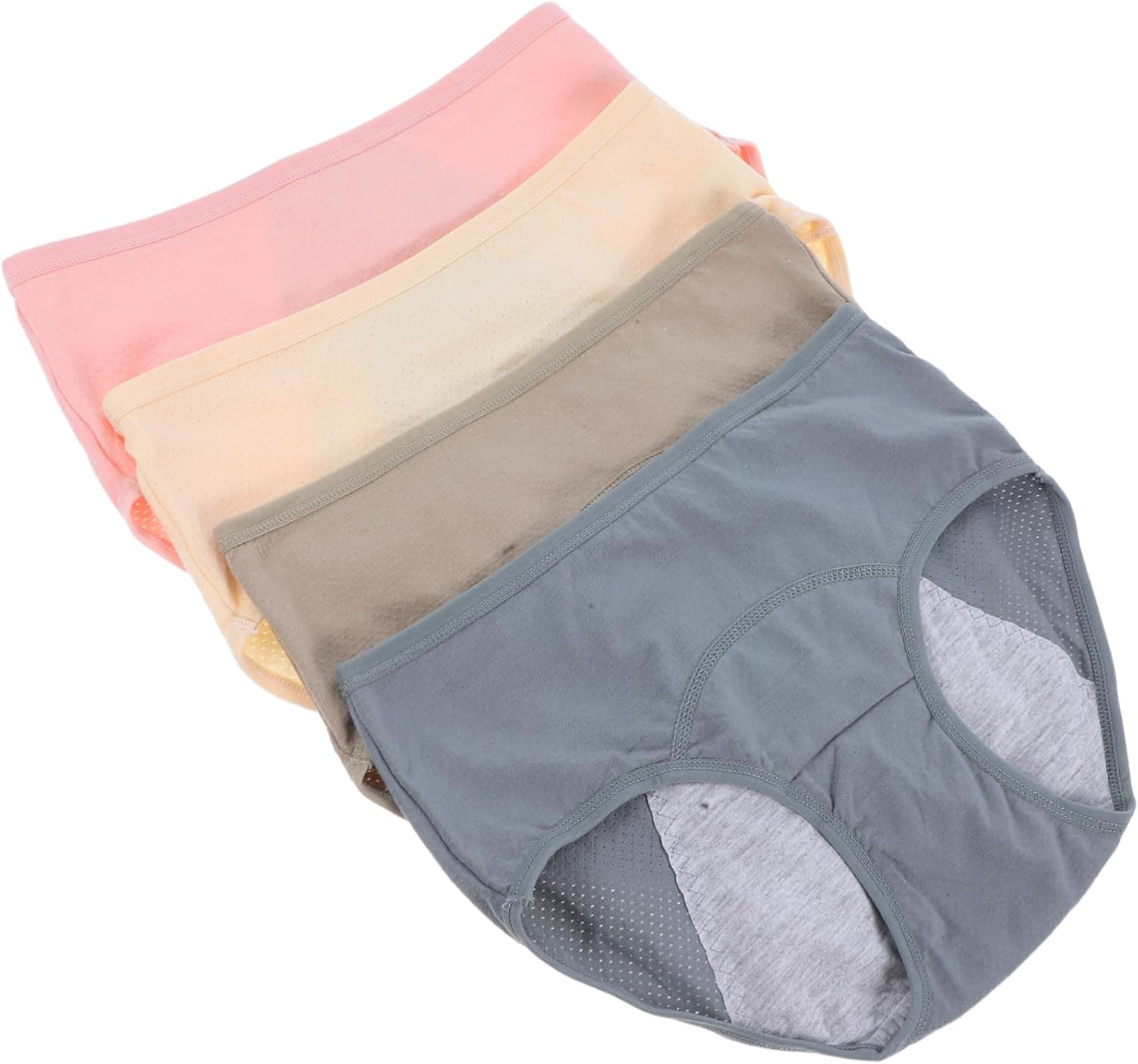 NOLITOY Women Leak Briefs for Heavy Flow Washable Cotton Midrise Period Panties Breathable and Comfortable Design for Postpartum Use Grey