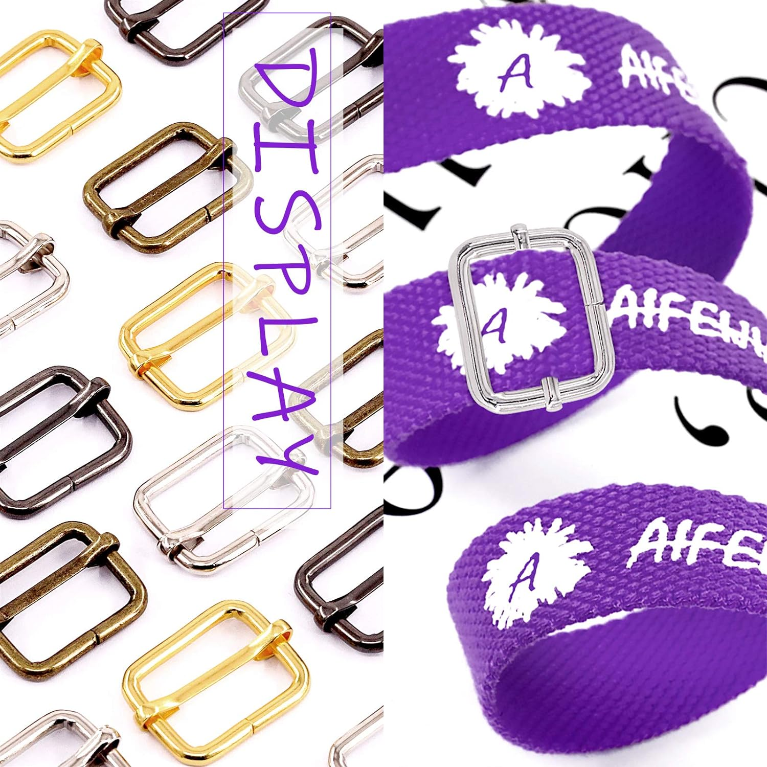 Swpeet 60Pcs Heavy Duty 1 Inch / 25Mm Metal Ring Buckle Webbing Belts image number 1