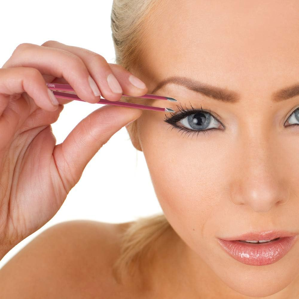 Pink Eyebrow Tweezers by Tweez ER | Professional Slant Tip Tweezer | the Best Surgical Grade Precision Hand Filed Stainless Steel Tweezer for Expert Results & Your Daily Beauty Routine - Rainbow image number 4
