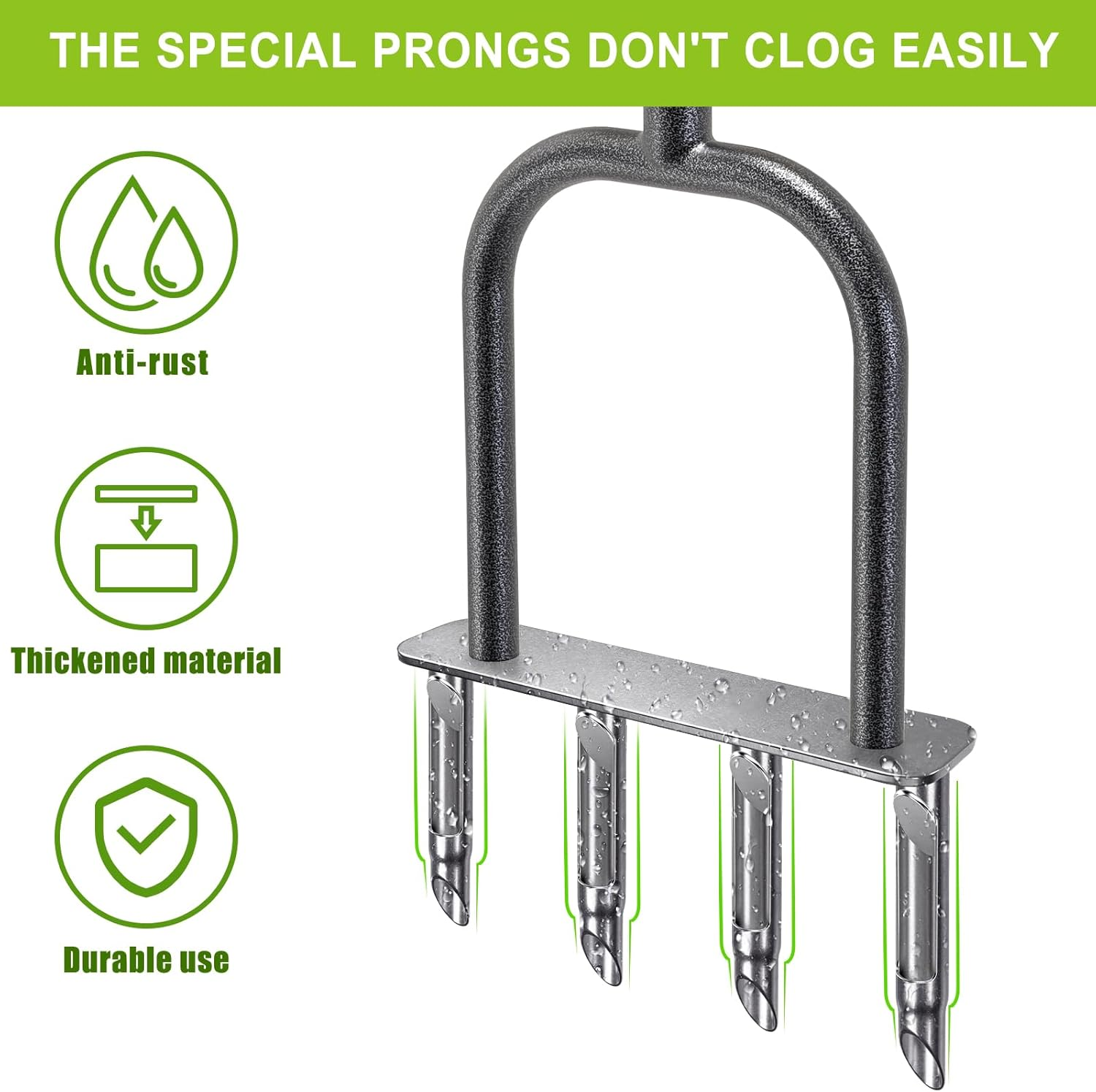 Dolibest Manual Aerator Lawn Tool, Manual Yard Plug Aerators with 4 Stainless Steel Semi-Open Plugs, Pre-Assembled Manual Grass Aerating Tool & Clean Hand Tool, Improving Lawn Health -37Inch image number 5