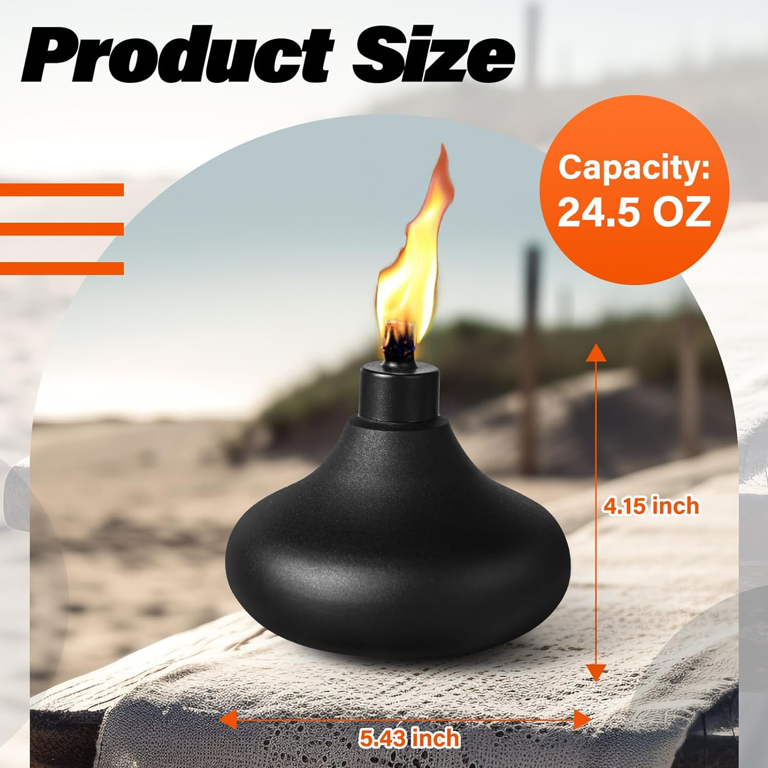 Fan-Torches 2 Pack Metal Table Top Torches, 24.5Oz Citronella Torches for Outside, Refillable Flame Light Torch, Decorative Tabletop Lantern for Yard, Patio, Deck, Garden, Party, Landscape image number 4