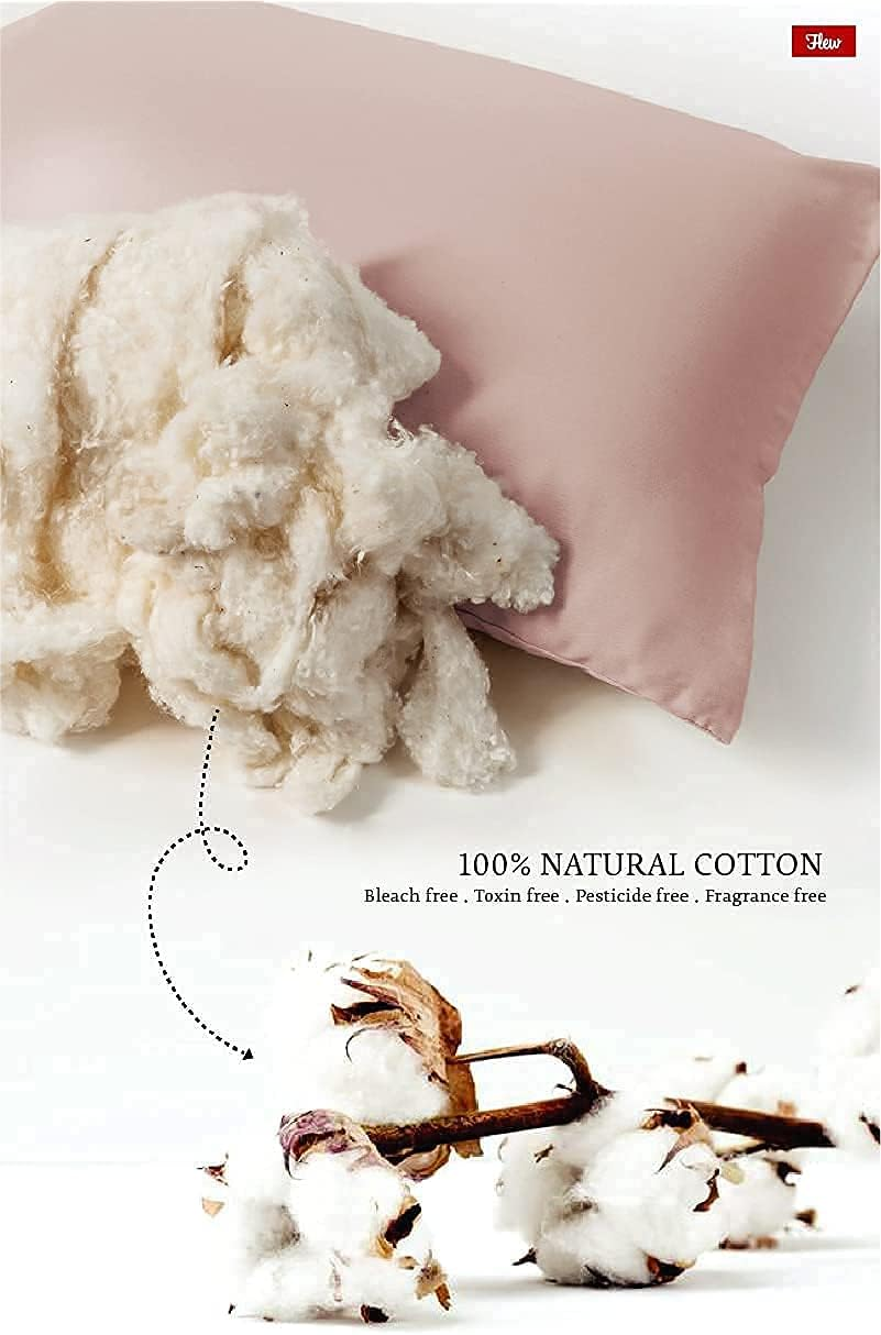 FLEW 100% Natural Cotton Filling Milky White Pillow Organic Smell Comfortable image number 3