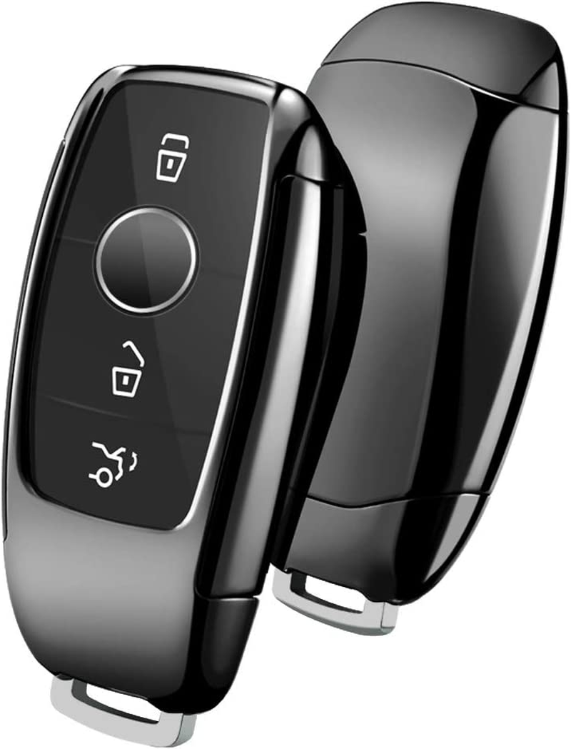 OATSBASF Key Cover for Mercedes,Car Key Protective Cover for Mercedes Benz E Class 2017 S 2018 Remote Fob Key (Golden Edge-Black)