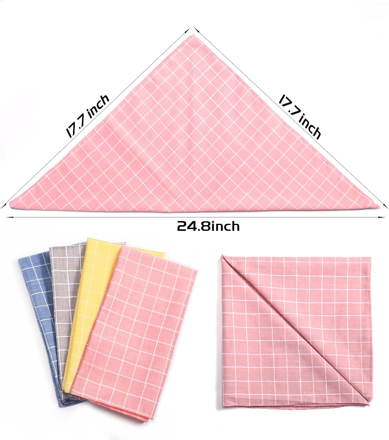 Dog Bandanas - 4PCS Birthday Gift, Soft Cotton Dog Kerchief, Grey Blue Yellow Pink Comfortable Scarfs Collars, Adjustable Accessories for Small Medium Large Dogs Puppies Cats Pets, Daily Bibs image number 4