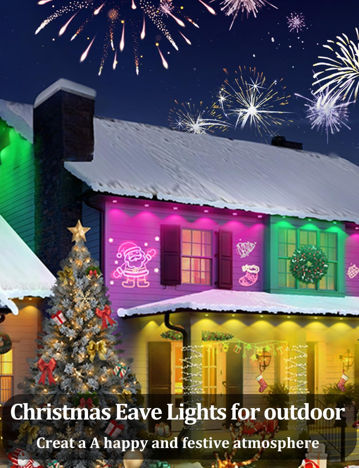 Permanent Outdoor Lights,Tonglin 30 Meters with 36 LED Lights for Daily and Accent Lighting,App Control, IP67 Waterproof String Light for House for Christmas, Halloween, Holiday, Party image number 3