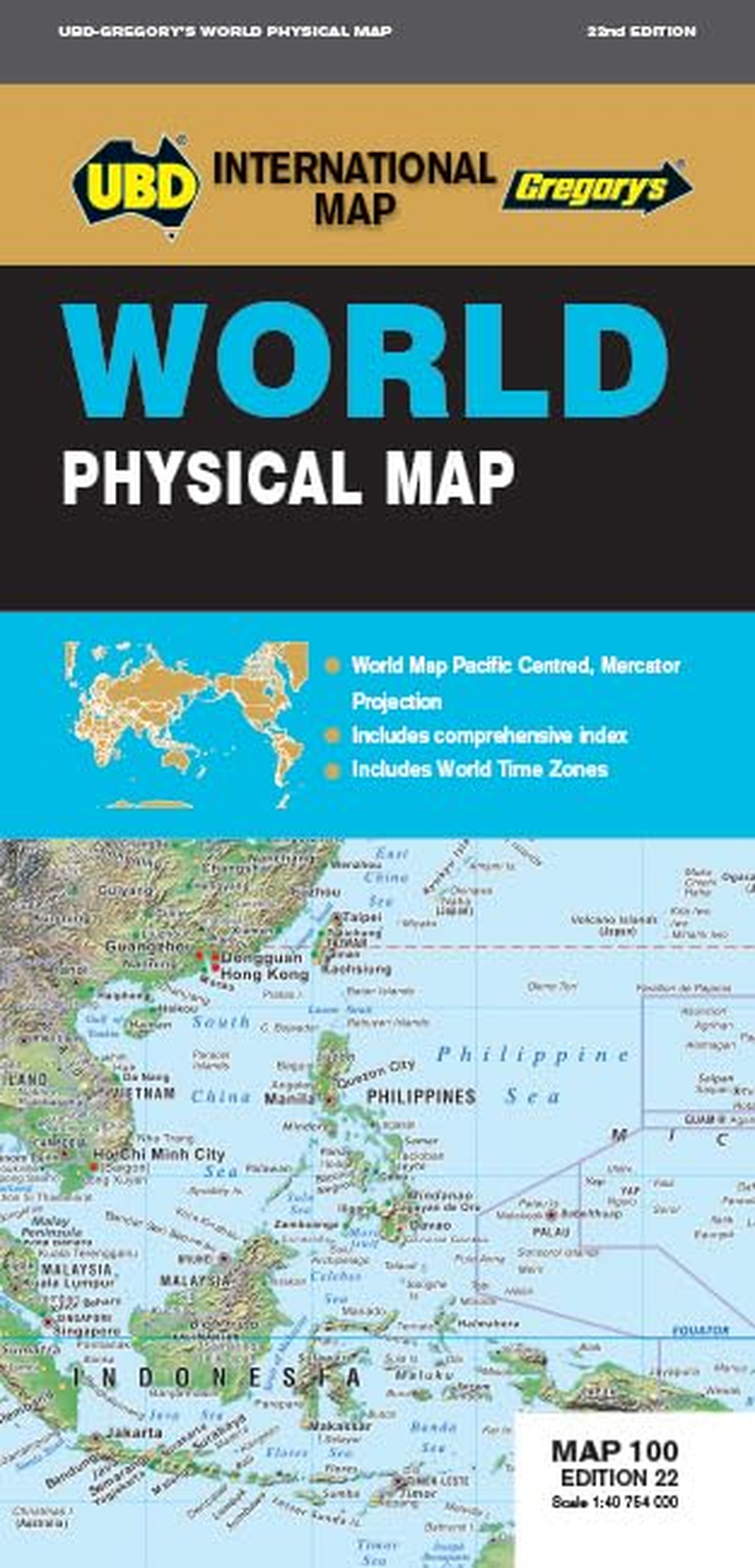 World Physical Map 100 22Nd Ed