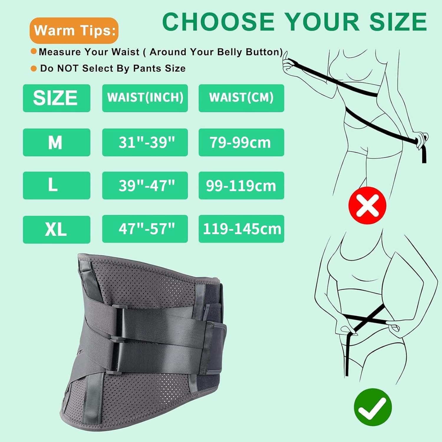 HONGJING Back Brace for Lower Back Pain Relief with 7 Stays, Lumbar Support Belt with Breathable Mesh for Heavy Lifting and Sciatica Pain Relief (M) image number 1