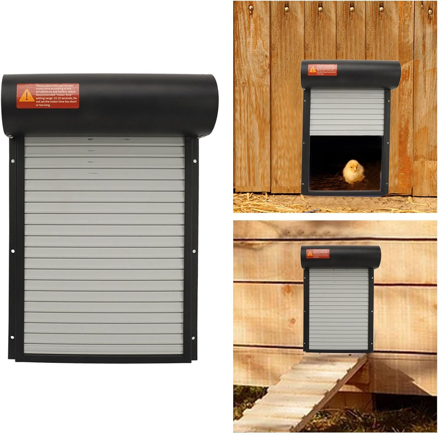 Automatic Chicken Coop Door with Timer, Solar Powered Chicken Door, LED Display Controller, Suitable for Ducks Geese (Black) image number 3