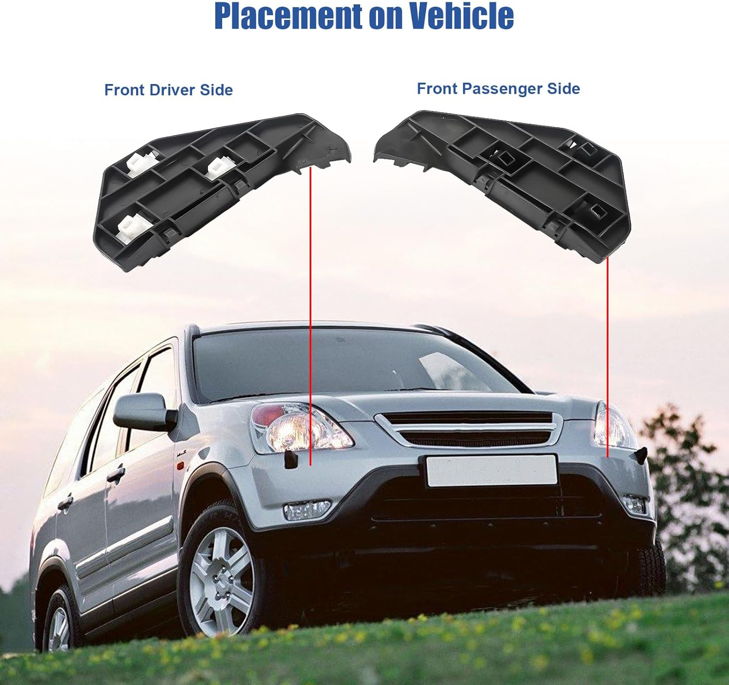Front Bumper Bracket Retainer Support Compatible with 2002-2006 Honda CRV 71193-S9A-000 71198-S9A-000,Left and Right Side Front Bumper Retainer Brackets, 2 PCS image number 6