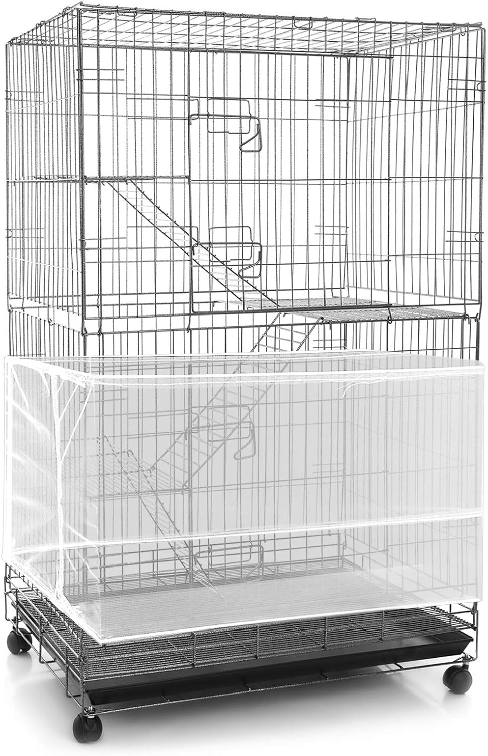 Shappy Large Bird Cage Seed Catcher,Bird Cage Cover Net Skirt Guard,Adjustable Soft Airy Mesh Net for Parrot Parakeet Macaw(118 X 15 Inch/ 300 X 37 Cm,White)
