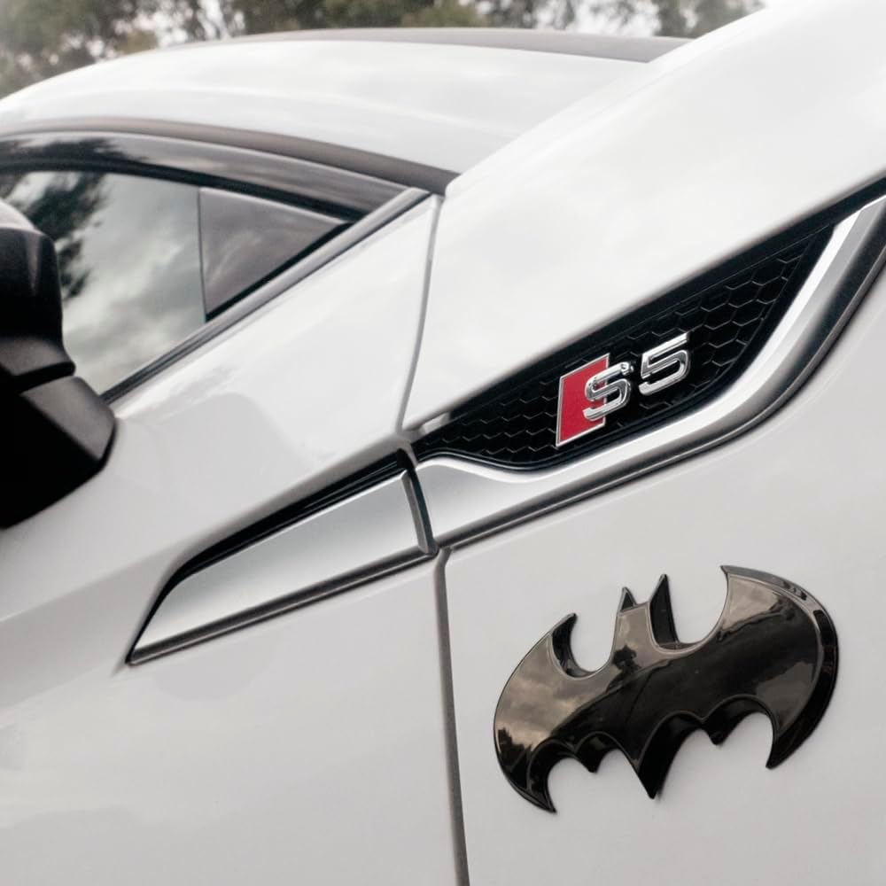 Fan Emblems Batman Car Emblem - 1989 Batwing Batarang Symbol 3D Auto Badge - Color: Black Chrome - Size: 3.8 X 1.8 X 0.2 Inches - Officially Licensed DC Car Accessories image number 5