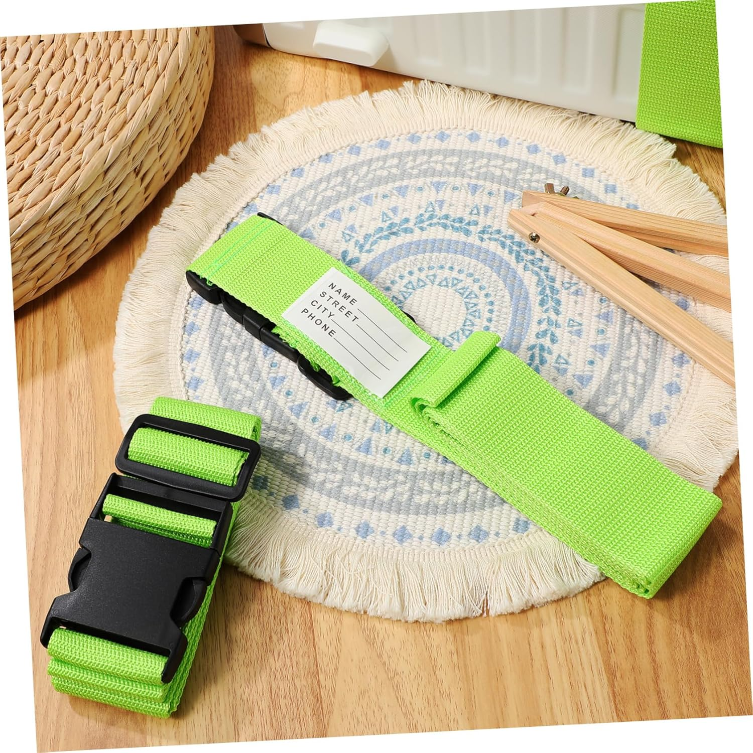 GARIOUANS 4Pcs Adjustable Luggage Strap with Fluorescent for Suitcase Security Tear Resistant Polypropylene Fiber Travel Accessories for Easy Identification and Quick Release image number 5