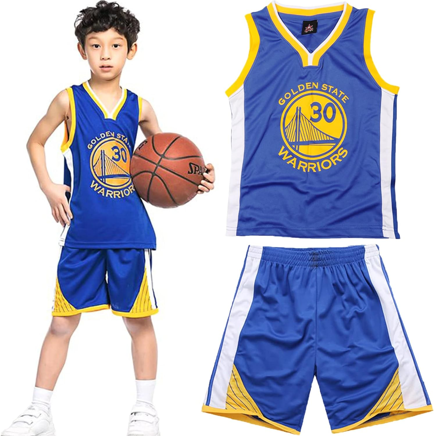 Kannitty Kids Basketball Kit, 2 Piece Sleeveless Sport Kids Basketball Jersey Shirt, Cool Basketball Kids Boys Teenagers Childs Gifts (Blue,Xl) , 10-12 Years (KY-04), Bleu image number 5