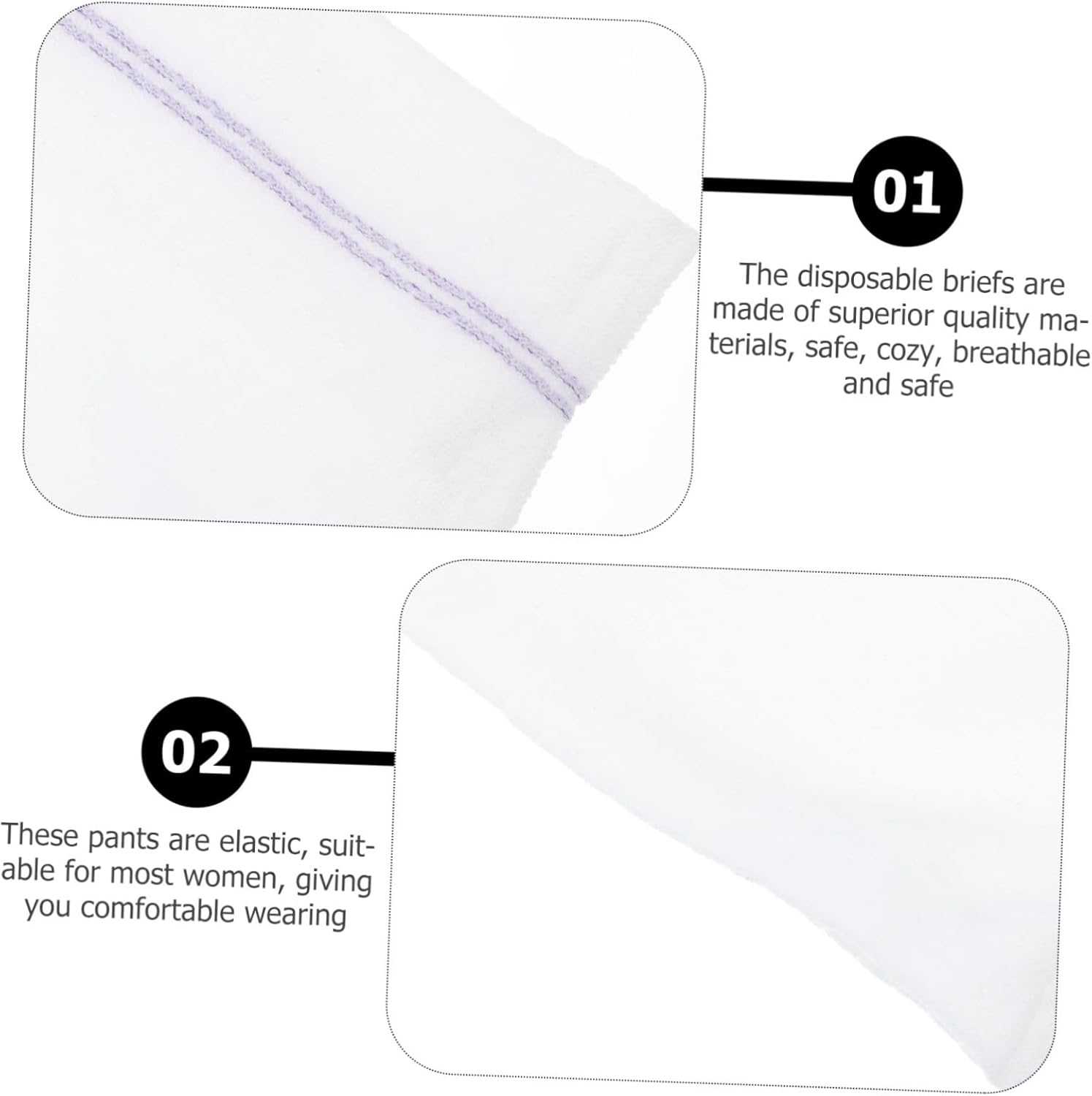 Healvian 2Pcs Disposable Postpartum Panties for Women Breathable Soft Briefs Lightweight Portable Underwear for Travel Maternity and Postpartum Care White XXL image number 4