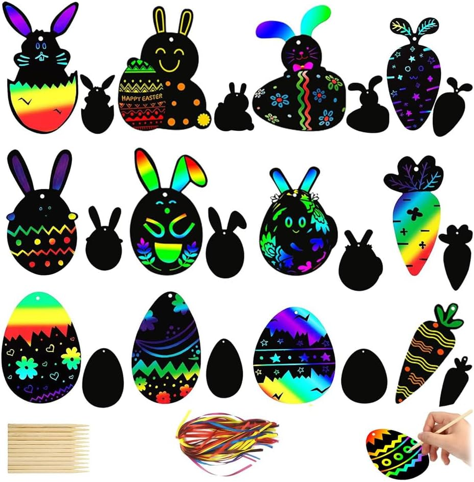 48Pcs Art Scratch Bookmarks,Colorful Ribbons, Scratch Bookmarks,Diy Party, Game Activity (48P) image number 3