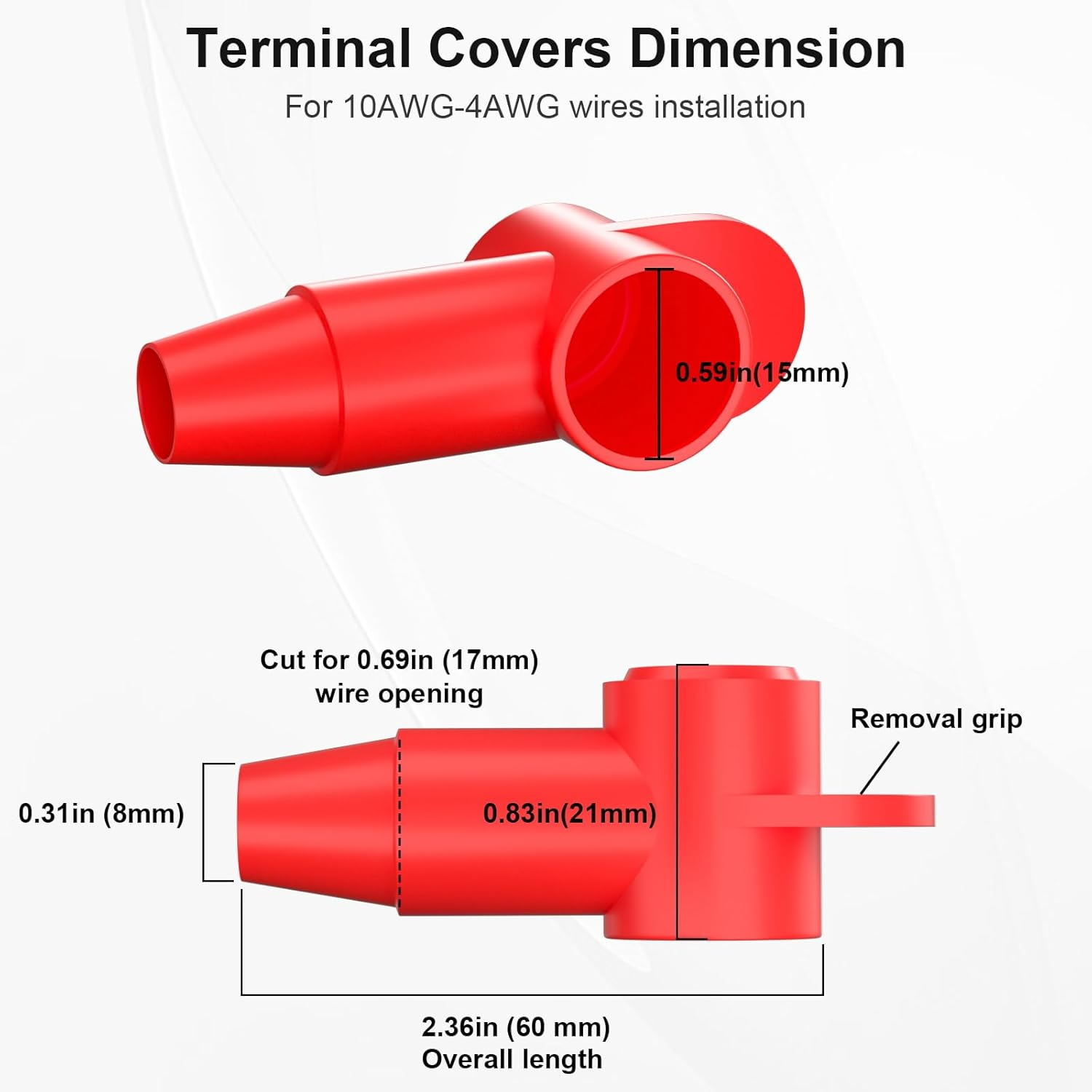 Betybedy 10 Pack Silicone Battery Terminal Covers for 10-4AWG Wire, Insulated Battery Terminal Protectors for 1/4", 5/16", 3/8" Battery Post, Battery Stud and Power Junction Blocks Cover image number 1