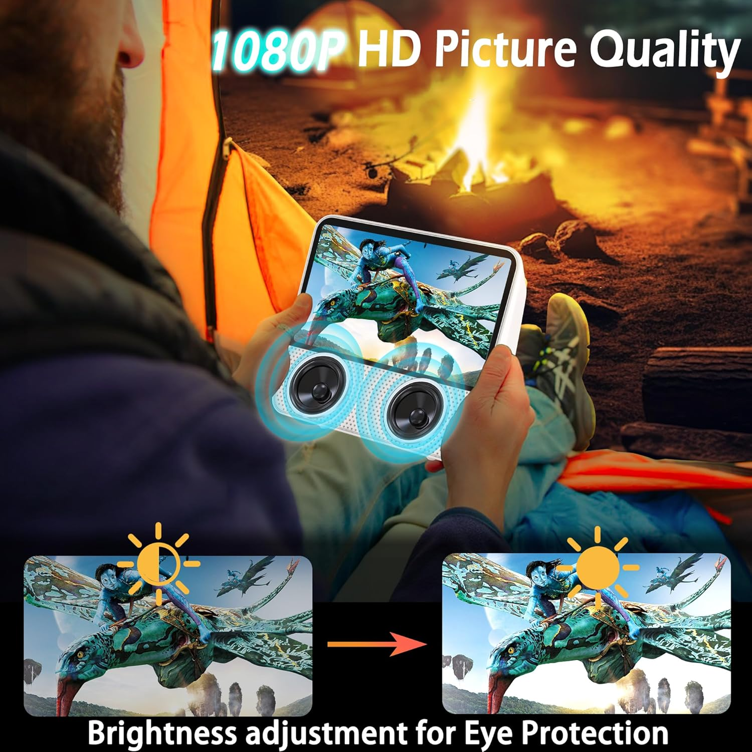 SHIWAKOTO Portable DVD Player with 7" Eye-Protective Screen, Outdoor DVD Player Built-In Rechargeable Battery, USB, AV, AUX, Bluetooth Connection, All Region Free DVD Player for Kids image number 3