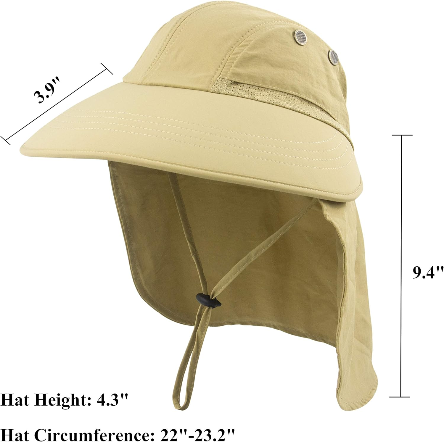 Muryobao Women'S Sun Hat Outdoor UV Protection Foldable Packable Mesh Hat Wide Brim Summer Beach Fishing Cap with Neck Flap - Dark Grey image number 6