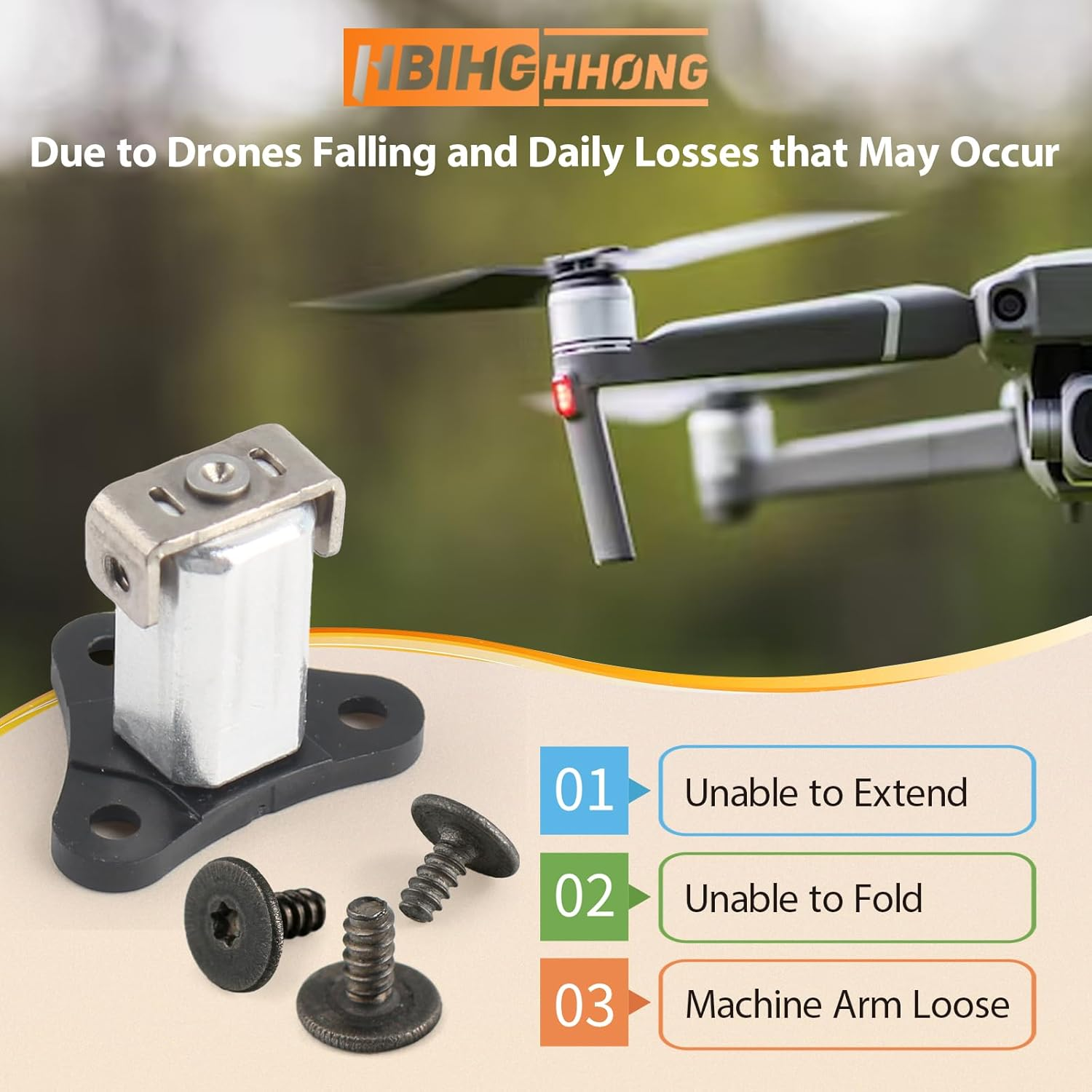 Front Arm Axis Replacement for DJI Mini 4 Pro/Mini 3 Front Arm Shaft Screws Arm Hinges for DJI Mini 3 Drone Accessories Parts with Repair Tools（Screws 3Pcs） image number 3