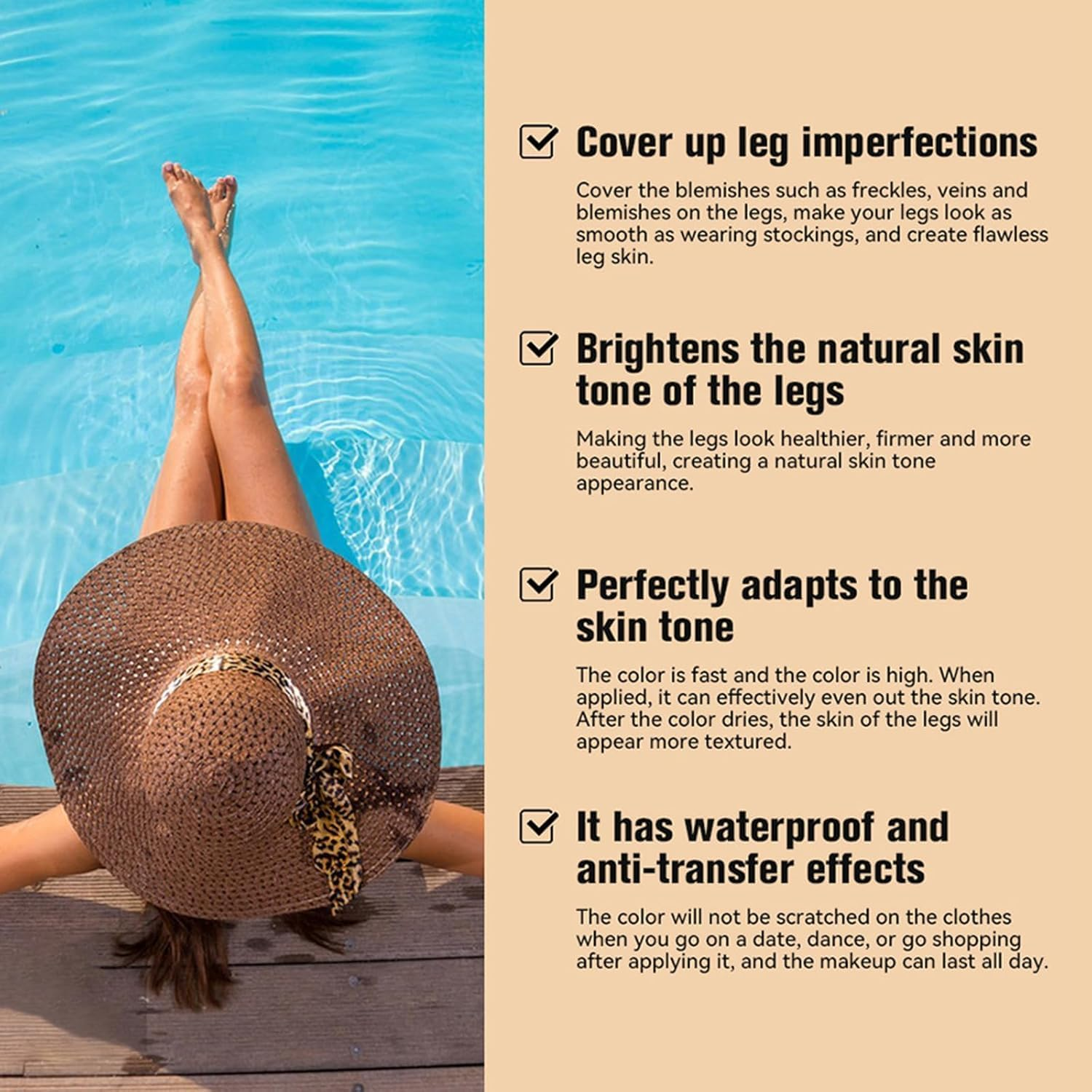 Leg Makeup Cream Concealer - Waterproof No Transfer Leg Makeup to Cover Veins, Tattoo - Flawless Full Coverage Body Concealer for Mature Skin - Leg and Body Veins Tattoo Cover up Make up (#02 Medium Brown) image number 3