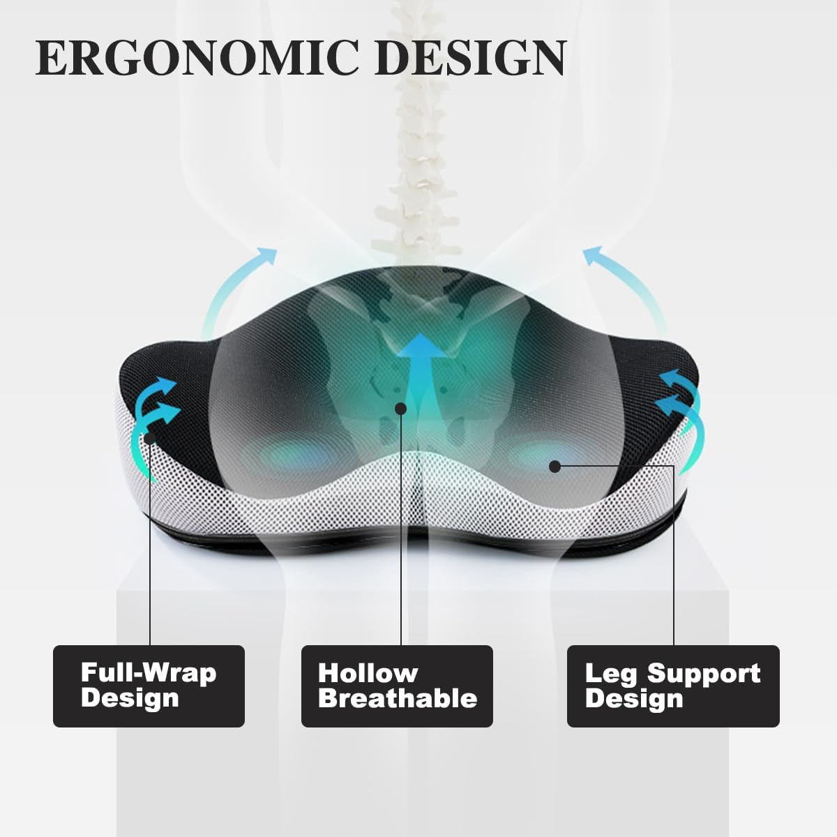 Seat Cushion, Ergonomic Coccyx Cushion for Office and Car Chair, Memory Foam Seat Cushion for Post-Op Hemorrhoids,Tailbone Pain Relief,Office Chair Cushion for Reducing Sedentary