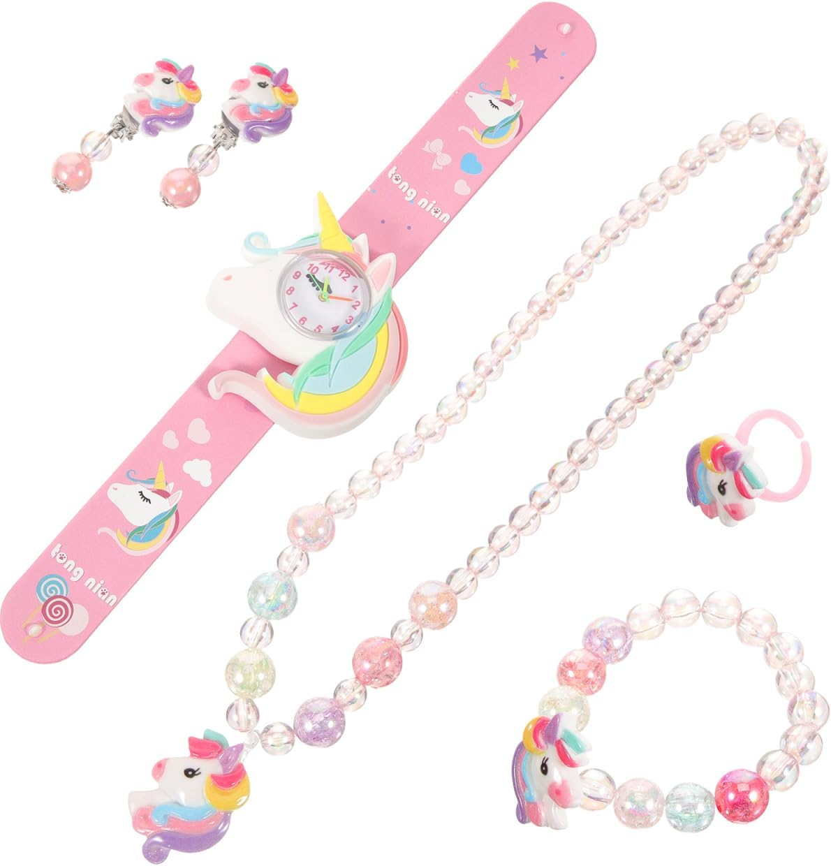 Unicorn Silicone Jewelry Set for Girls Including Bracelet Necklace and Earrings Assorted Color Soft Comfortable Accessories Present Box image number 4