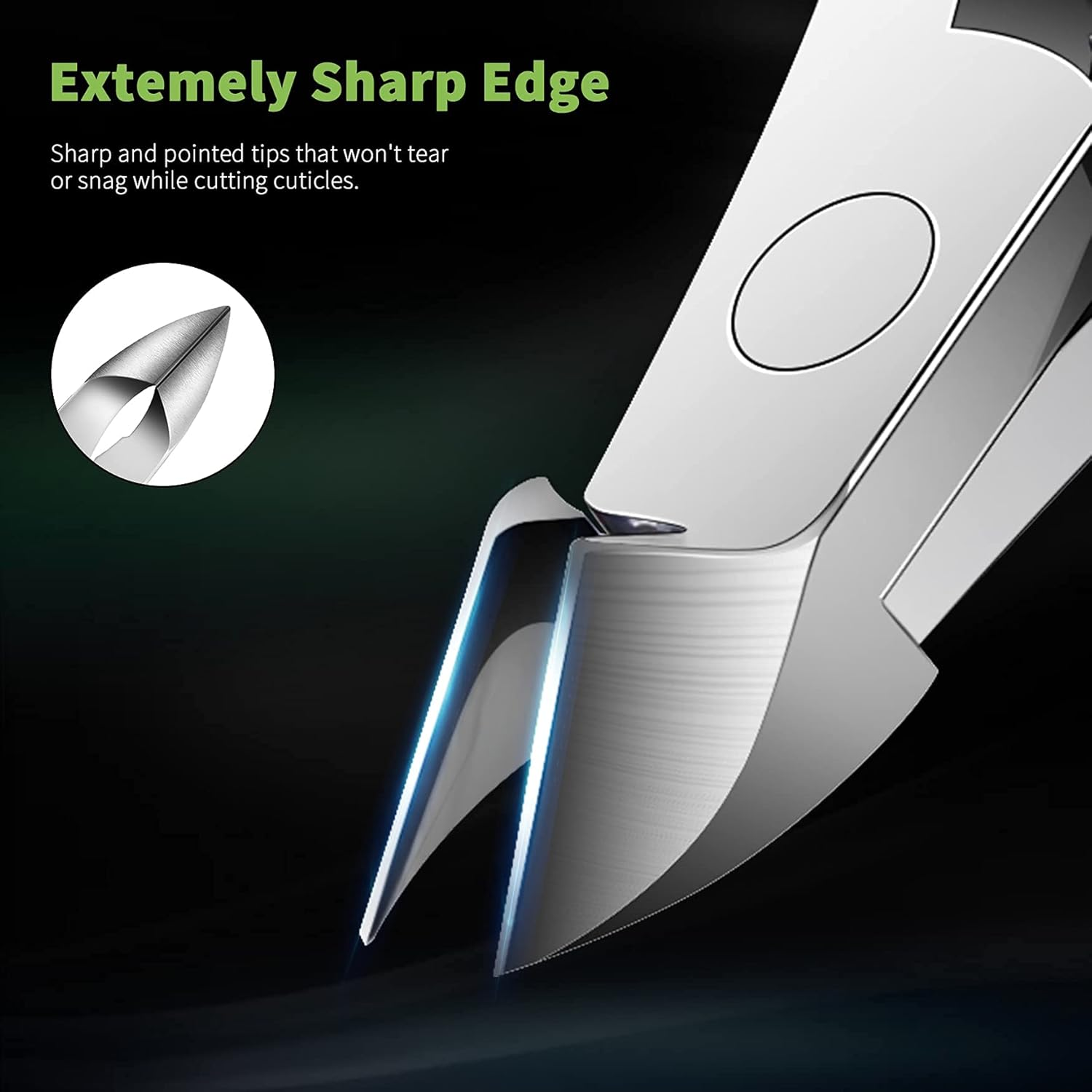 FVION Cuticle Clippers &ndash; Small Cuticle Trimmer, Rubber Coated Handle Manicure Tools &ndash; Full Jaw Cuticle Cutter for Nails (9Mm) Green image number 2