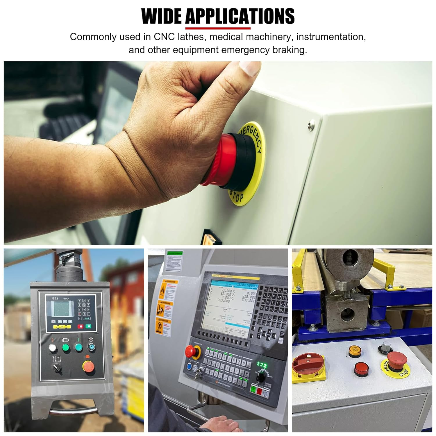 3Pcs 440V 10A Push Button Switch,22Mm Emergency Stop Push Switch,On off Push Button Industrial Parts Engineering Plastic Push Button Switch image number 5