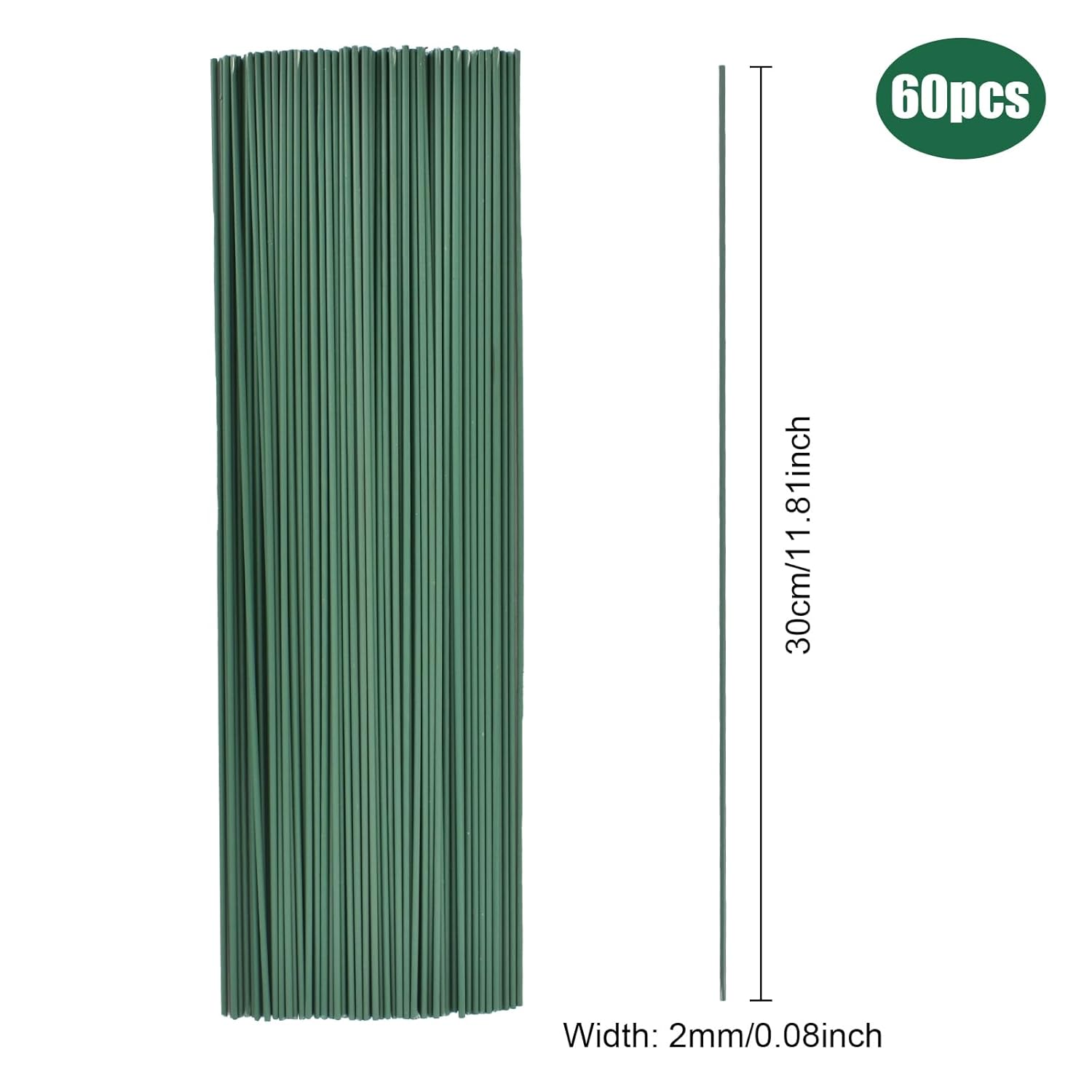 100 Pieces Green Floral Wire Stems, Length 11.8 Inch, Stem Wire Floral Paper Wrapped, Bouquet Wires Craft Floristry Wires Flexible, for Flower Arrangement Florist DIY Bouquet image number 3