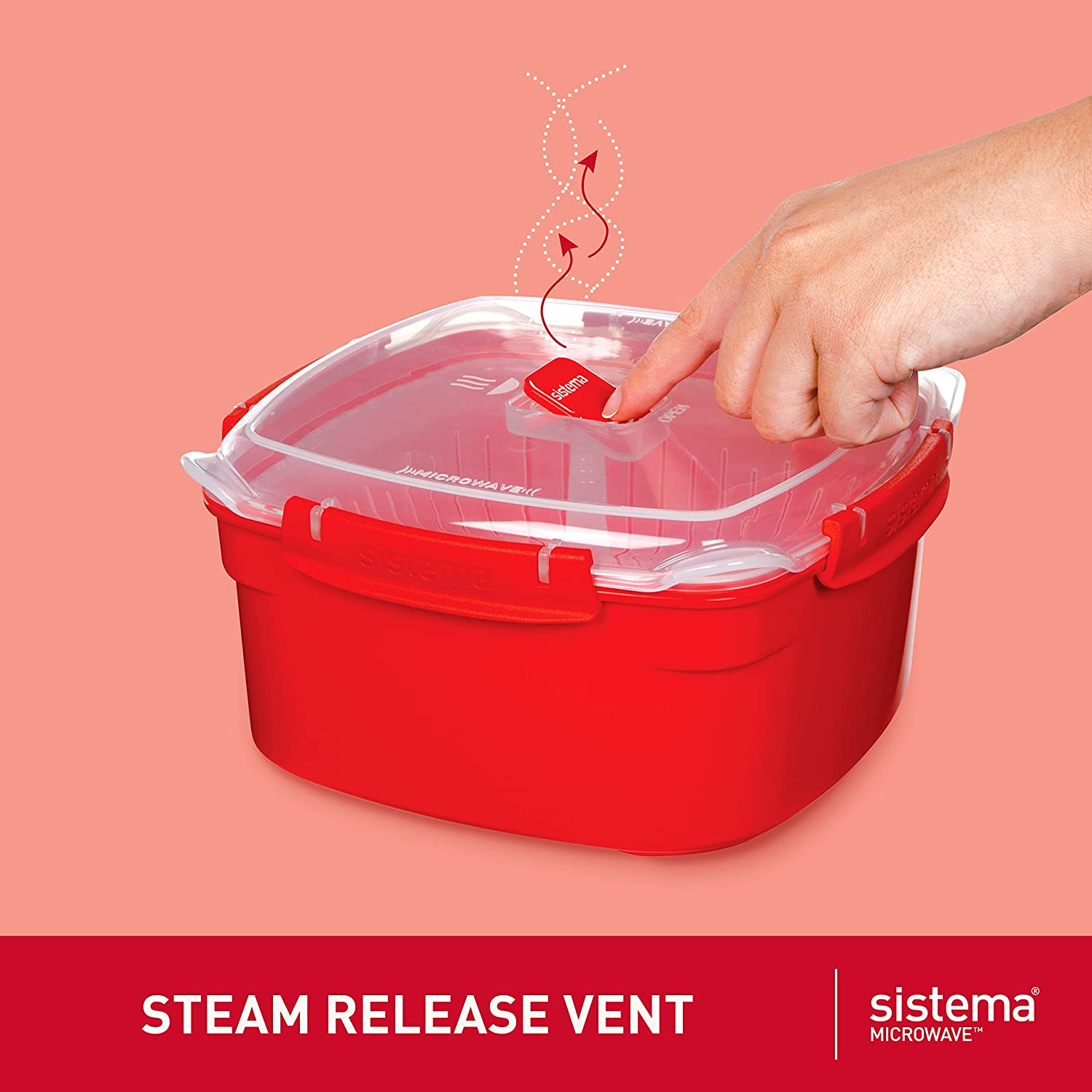 Sistema Microwave 3.2L Large Microwave Steamer, Red image number 4