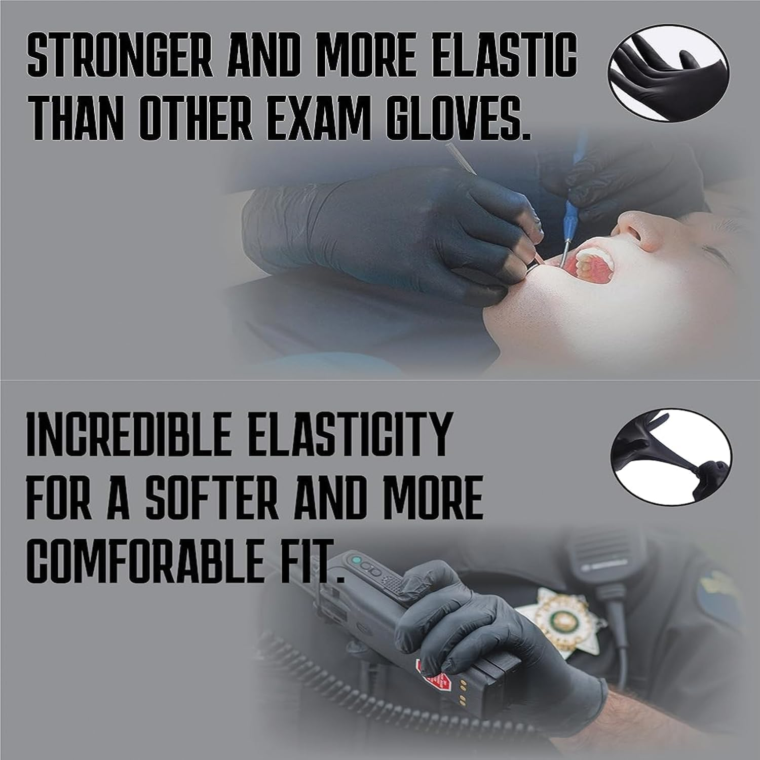 Blackwork Nitrile Tattoo Gloves (100 Pack) - Black, Non-Latex, Thin, Soft, Strong, Comfortable, Powder-Free Medical Grade Exam with Elasticity & Textured Grip. Disposable