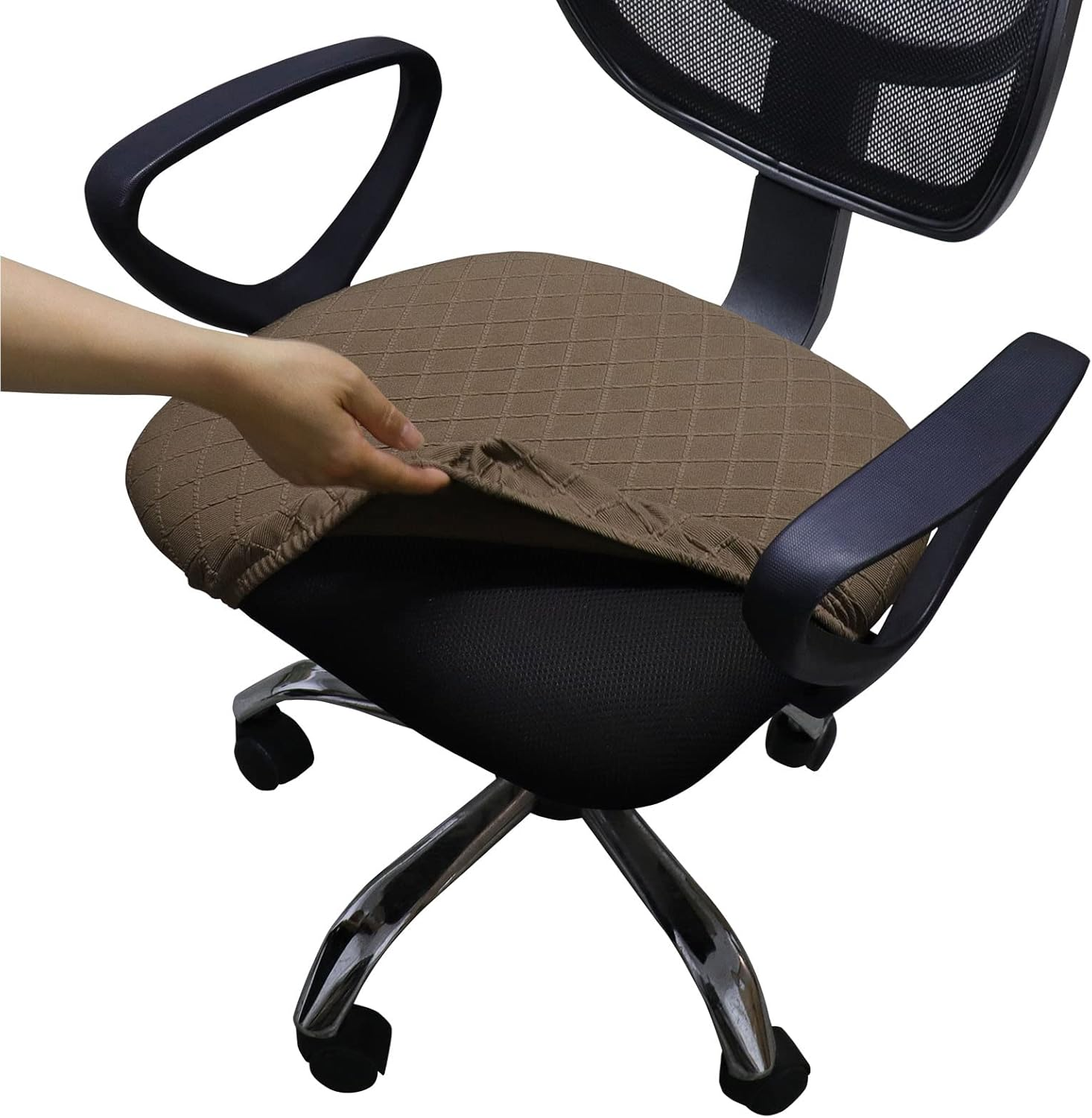 Melaluxe Stretch Jacquard Office Chair Cover, Removable Washable Desk Chair Cover Rotating Chair Seat Slipcover, Black