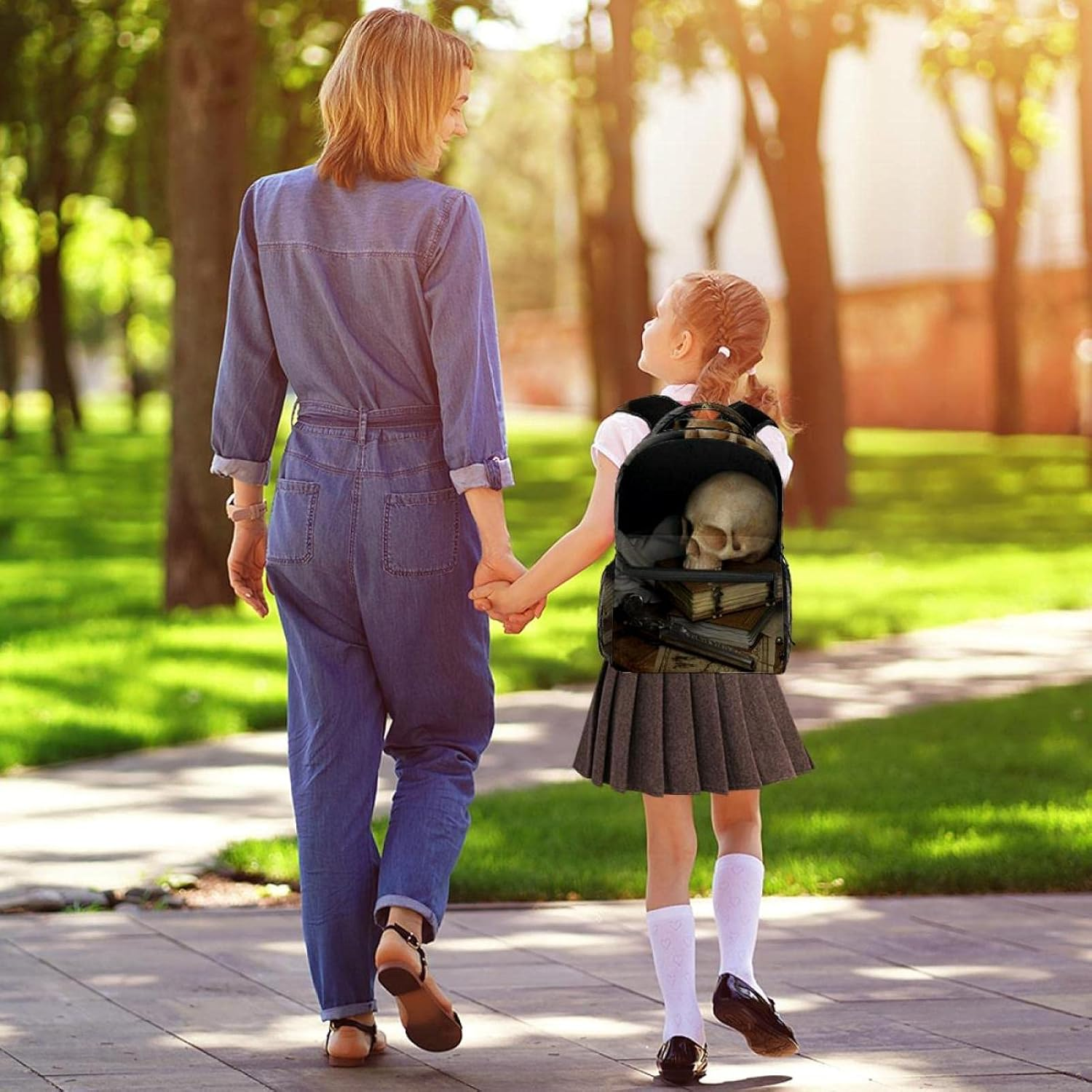 Retro Skull Map Backpack Students Shoulder Bags Travel Bag College School Tote Backpacks image number 4