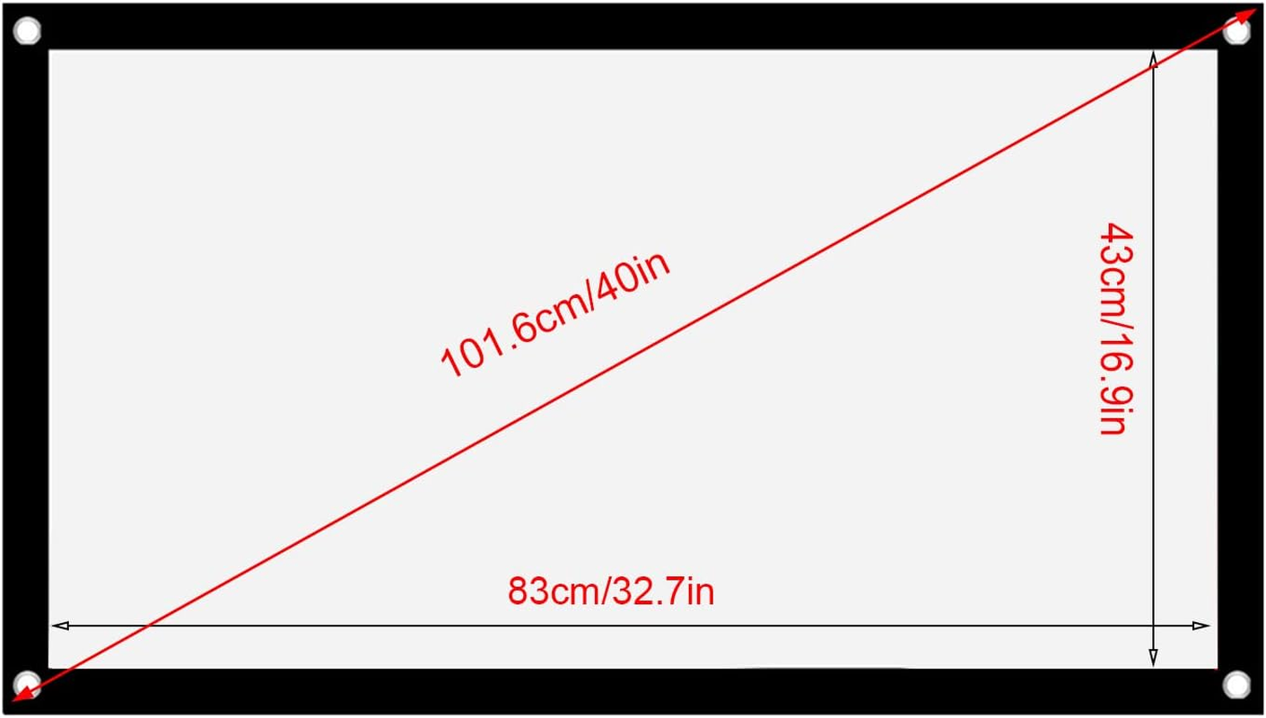 40 Inch Projection,16:9 Thicken Portable Non Crease Soft White Polyester Projector Curtain Projection Screen (40 Inches) image number 5