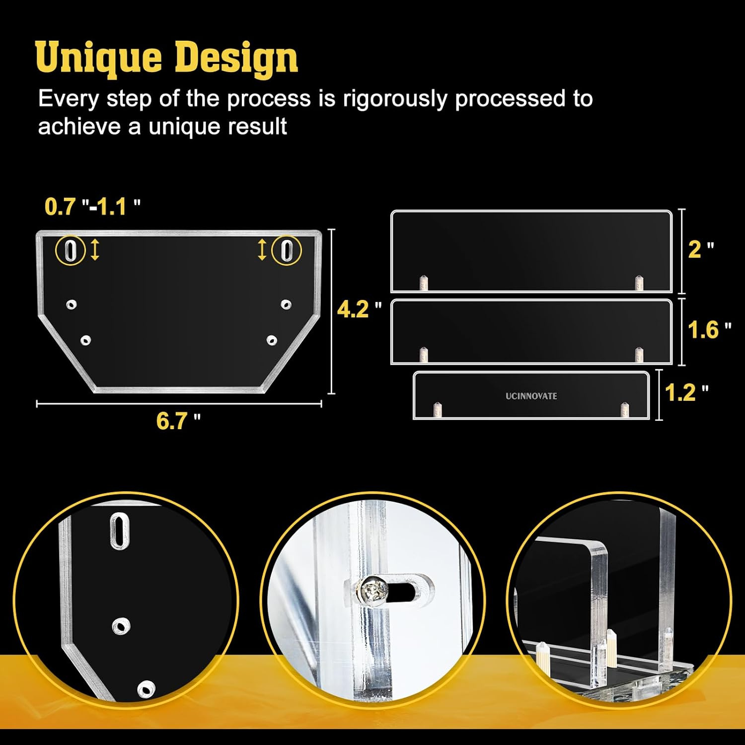 UCINNOVATE Vertical Laptop Stand, Adjustable Acrylic Desktop Stand with Adjustable Slot Size (0.7-1.1Inch) Compatible with Macbook/Surface/Ipad/Lenovo/Dell/Gaming Laptops/Keyboard (Clear) image number 4