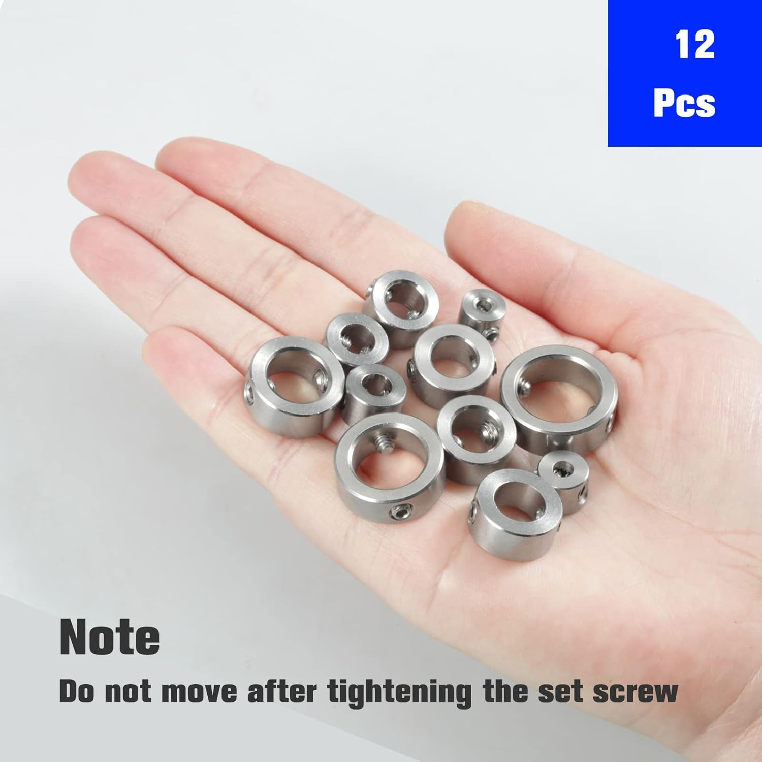LEONTOOL 12 Pcs 3-16Mm Drill Bit Depth Stop Collar Set 304 Stainless Steel Drilling Limit Ring Drill Bit Stop Collar Set Stop Bit Collar Set Drill Tool with Hex Wrenches and Storage Box 17GD1119 image number 6