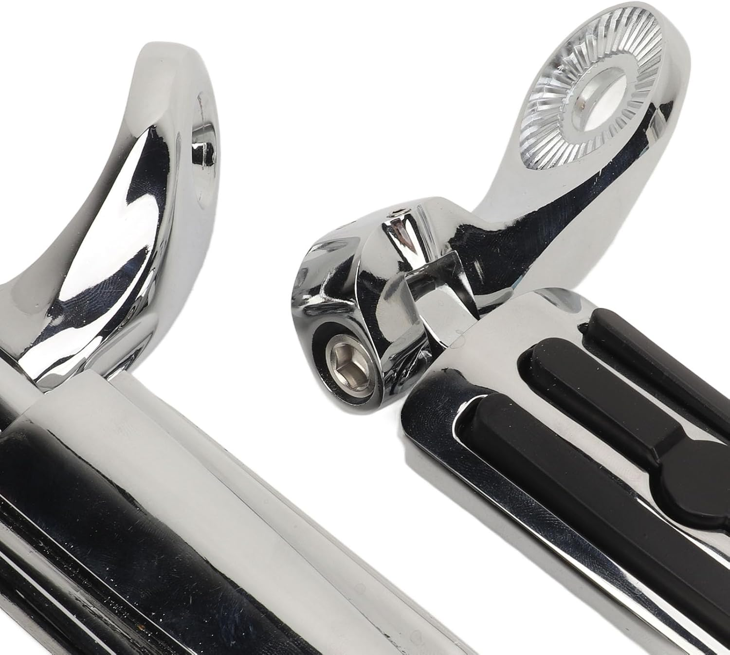 Universal Mount Foot Pegs Motorcycle Highway Foot Pegs 360-Degree Adjustable for Comfortable Riding Relieve Leg Stress on Long Rides Easy Installation with 1.25In Crash Bar for (Short) image number 1