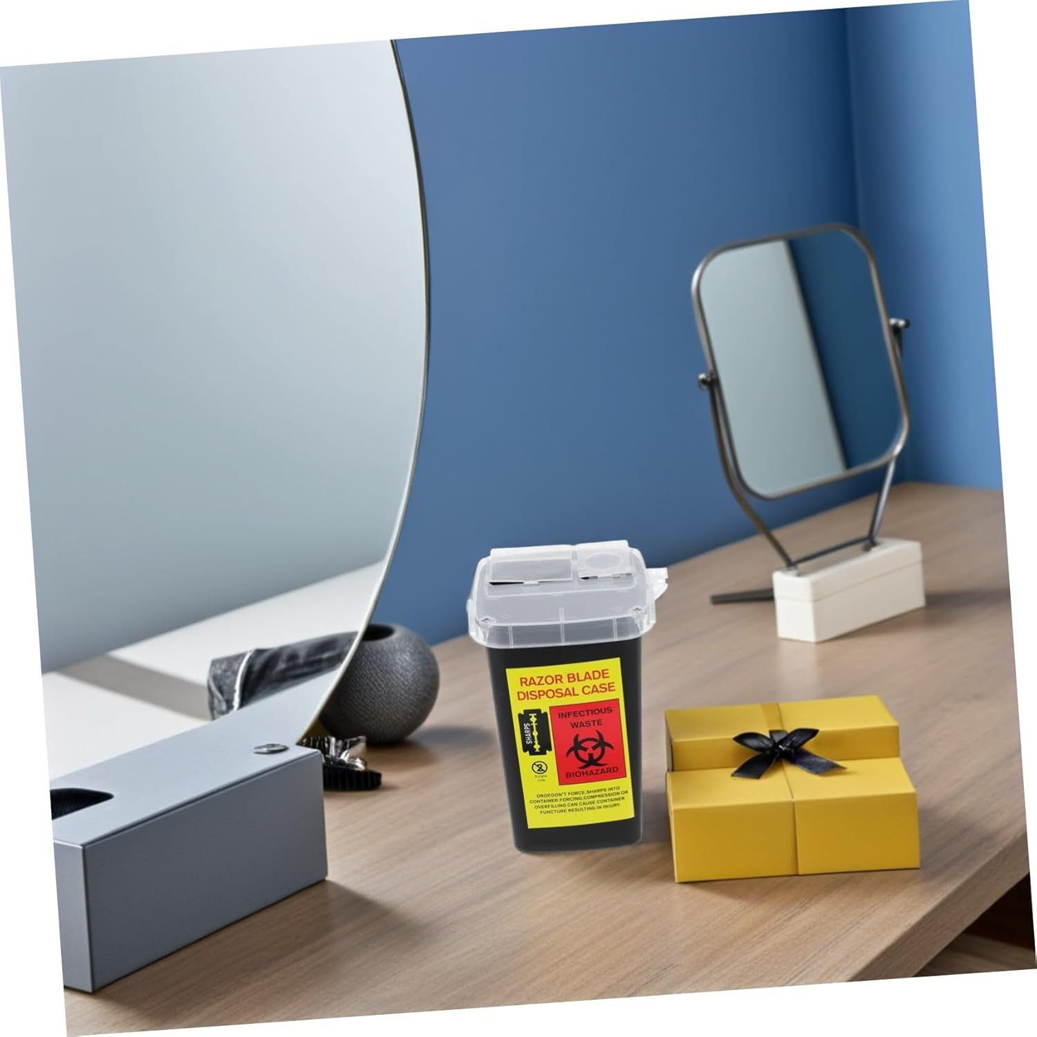 WRITWAA 2Pcs Portable Razor Blade Storage Case Hairdressing Razor Container with Locking Lid for Safe Shaving Blade Disposal and Recycling Lightweight and Reusable Sharps Box image number 2