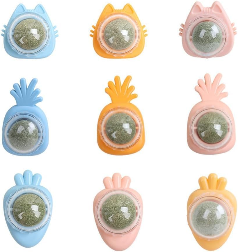 9 Pack Catnip Toys, Catnip Ball Cat Feather Toy for Cats Lick, Teeth Cleaning Dental Edible Kitty Toys,Natural Rotatable Cat Treat Toys for Indoor Cats image number 6