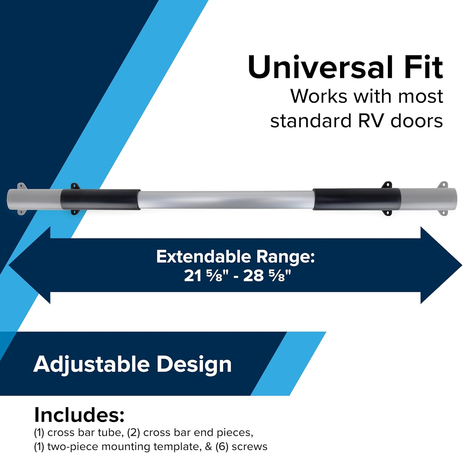 Camco Camper/Rv Screen Door Cross Bar | Protects the Screen Door & Allows for Easier Exit from Travel Trailer | Adjusts from 21-5/8-Inches to 28-5/8-Inches (42183), Black