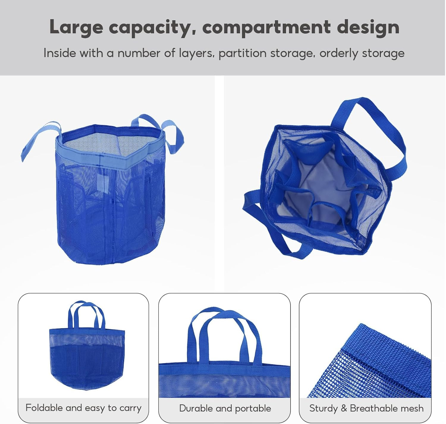 Horse Grooming Tool Storage Bag - Breathable Waterproof Mesh for Horse Care Accessories (Sapphire Blue) image number 5