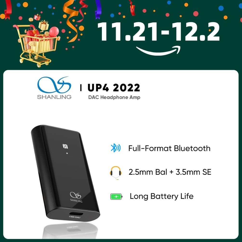 Shanling UP4 2022 Portable Balanced Bluetooth USB DAC Headphone Amplifier 2 X ES9219C DAC CSR8675 Chip 2.5Mm Balanced 3.5Mm Single Earphone Jack High Low Gain NFC HD Calling for Phone/Tv/Tablet/Pc/Car image number 2