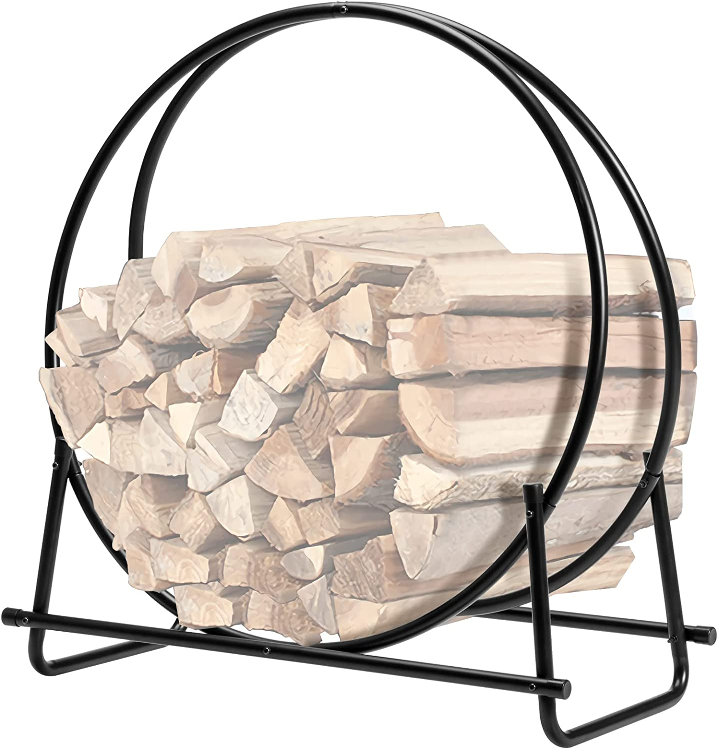 Costway 30" Tubular Steel Log Hoop Firewood Storage Rack Holder round Display image number 3