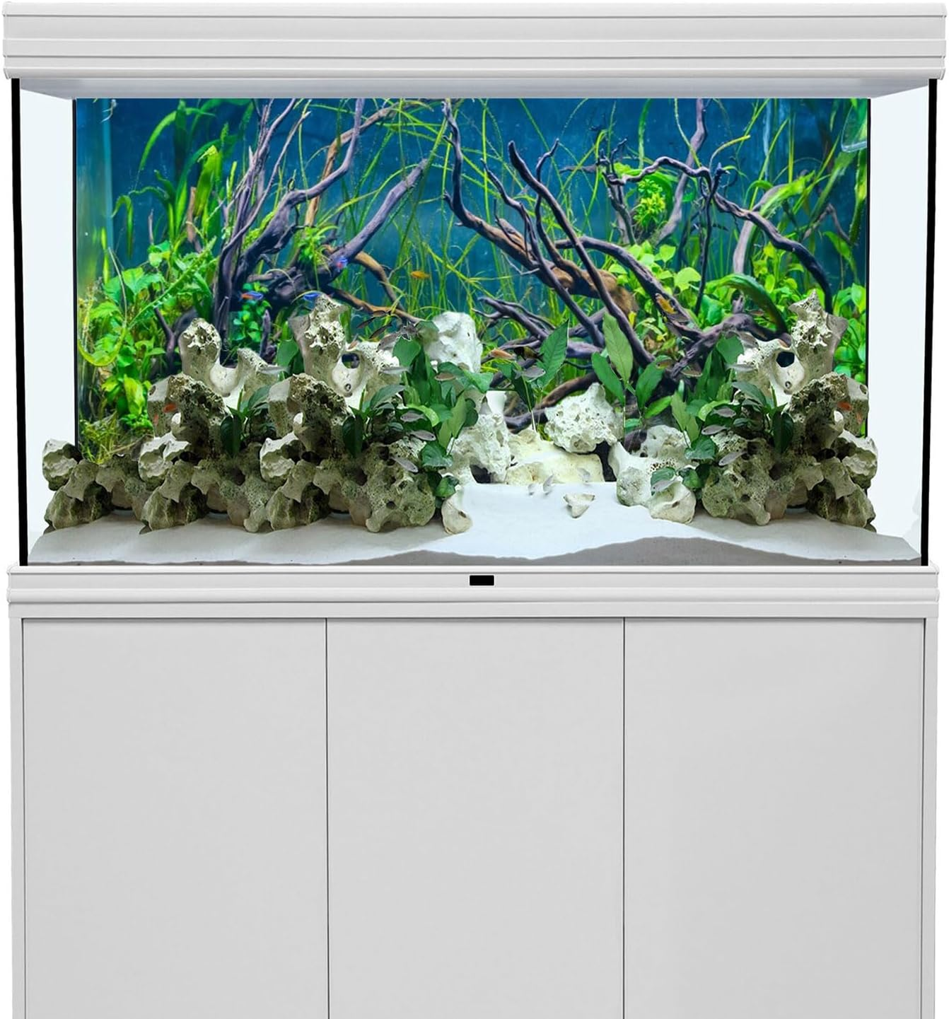 AWERT 72X18 Inches Tropical Fish Tank Background River Bed & Lake Aquatic Plant Undersea Tree Branch Aquarium Background Vinyl image number 2